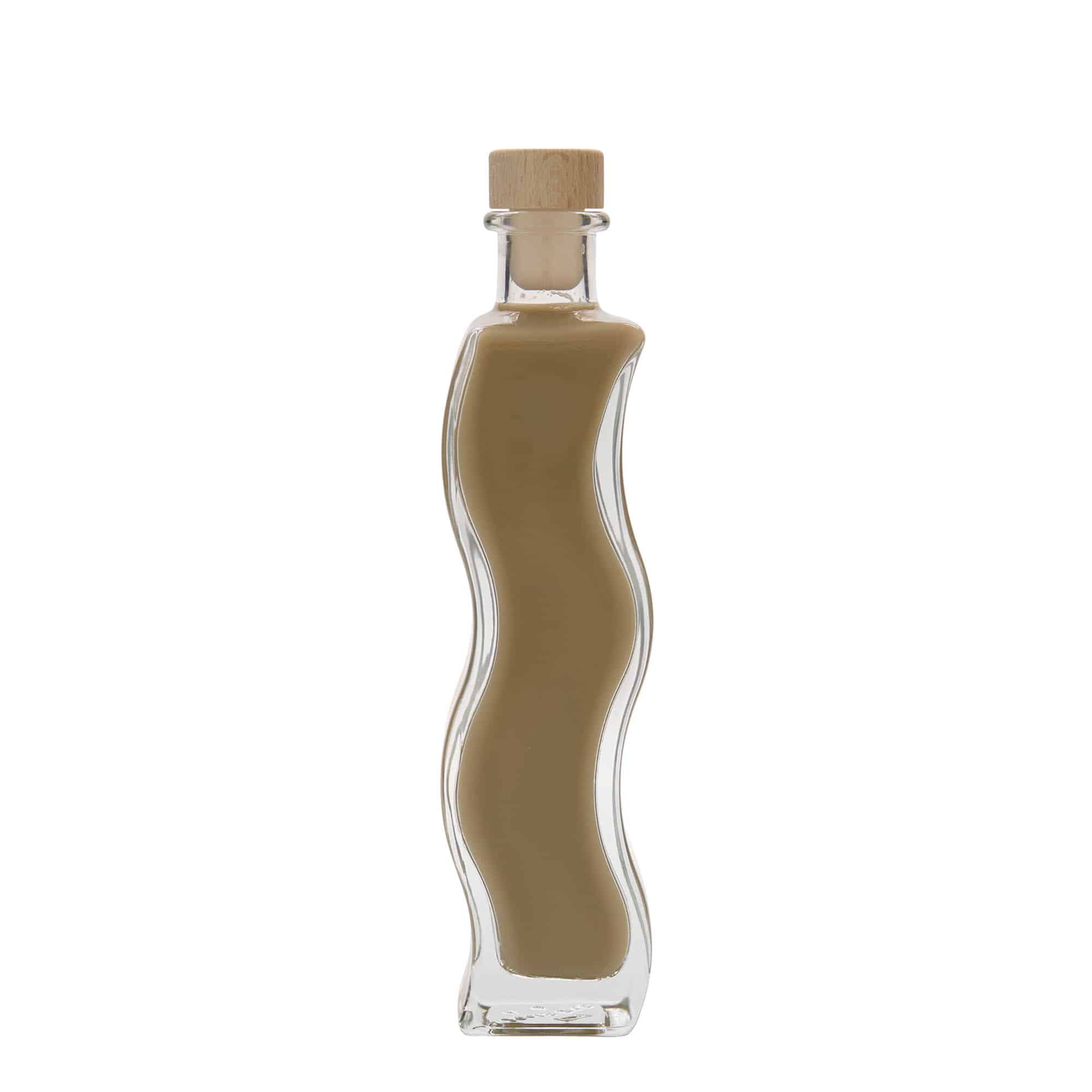 Bouteille en verre 200 ml « Vague », carrée, bouchage: bouchon