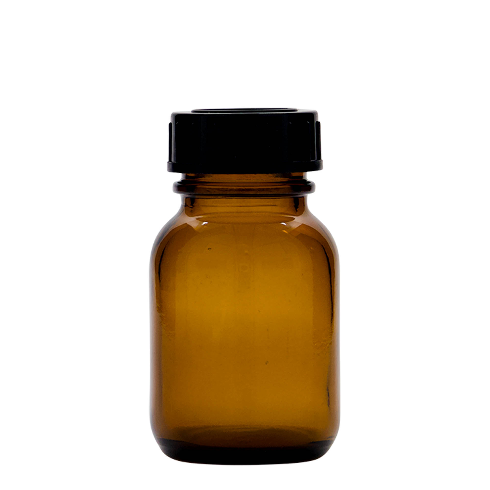 Pot met brede hals, 50 ml, bruin, monding: DIN 32