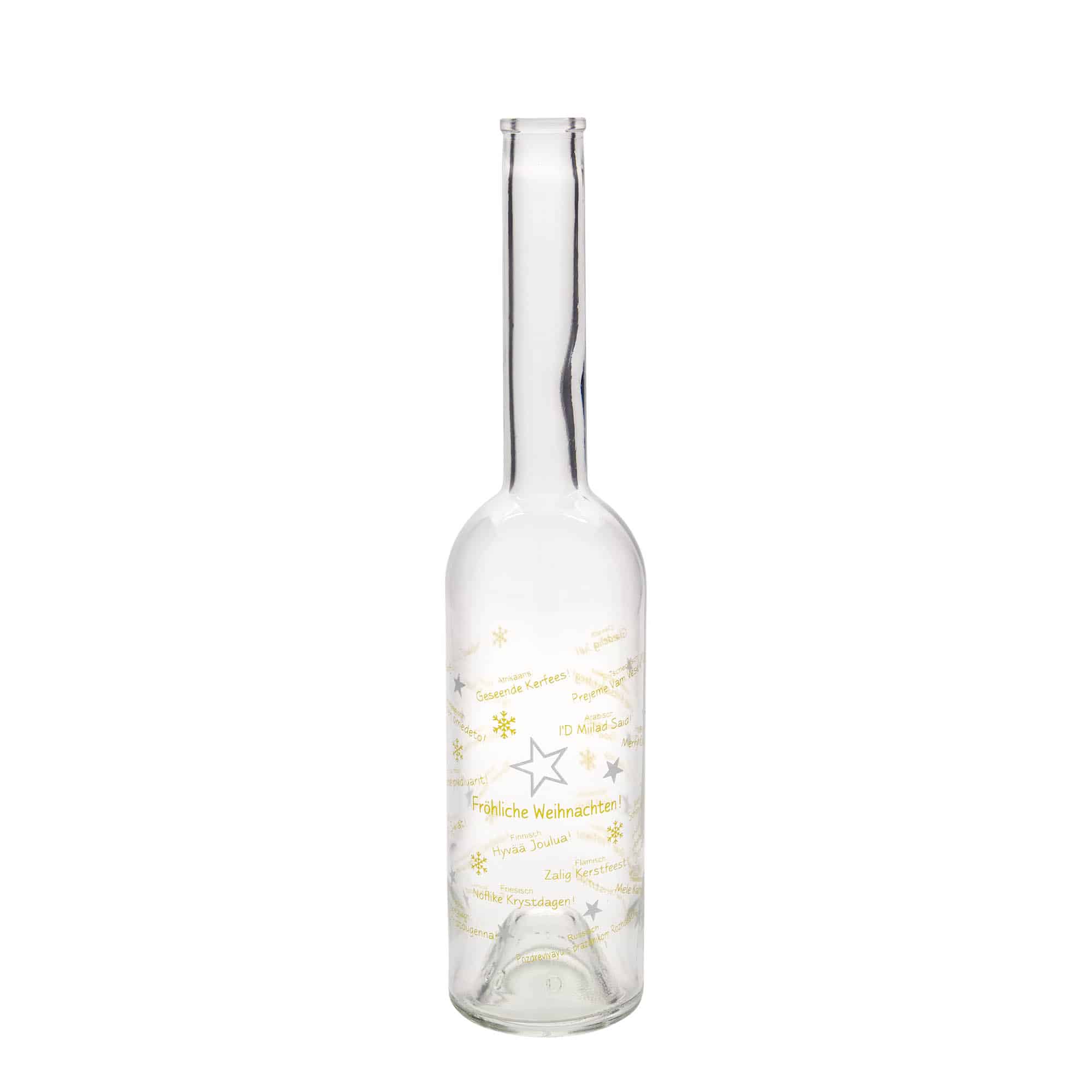 Glazen fles 'Opera', 500 ml, motief: Kerst wereldwijd, monding: kurk