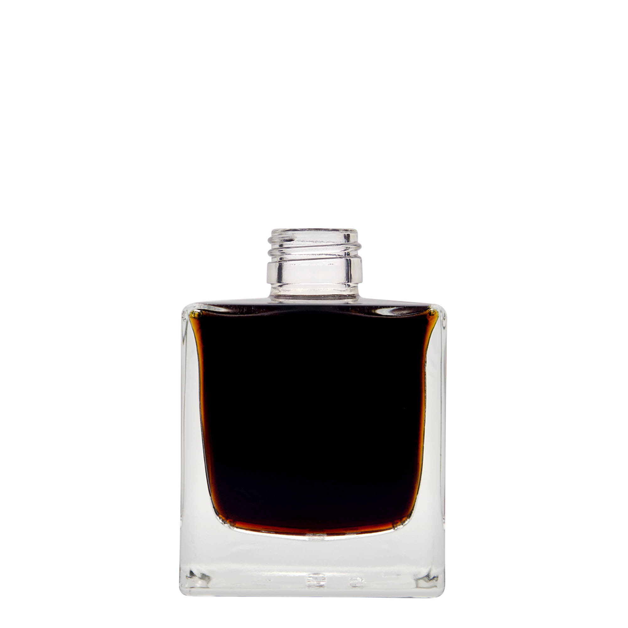 Glazen fles 'Cube', 200 ml, vierkant, monding: PP 28 Glazen fles 'Cube', 200 ml, vierkant, monding: PP 28