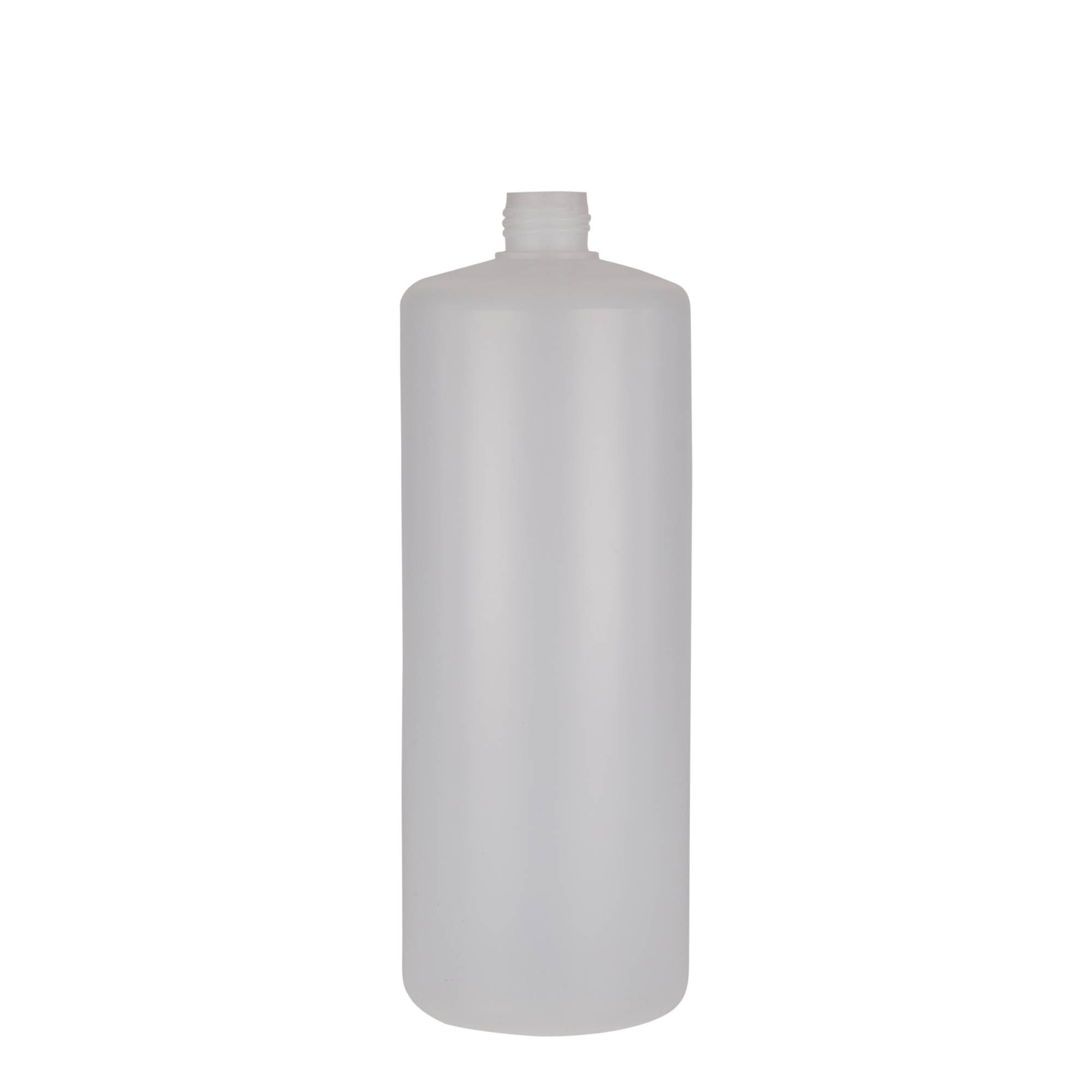 Bouteille ronde 1 000 ml, plastique PE, nature, bouchage: Bougage à vis