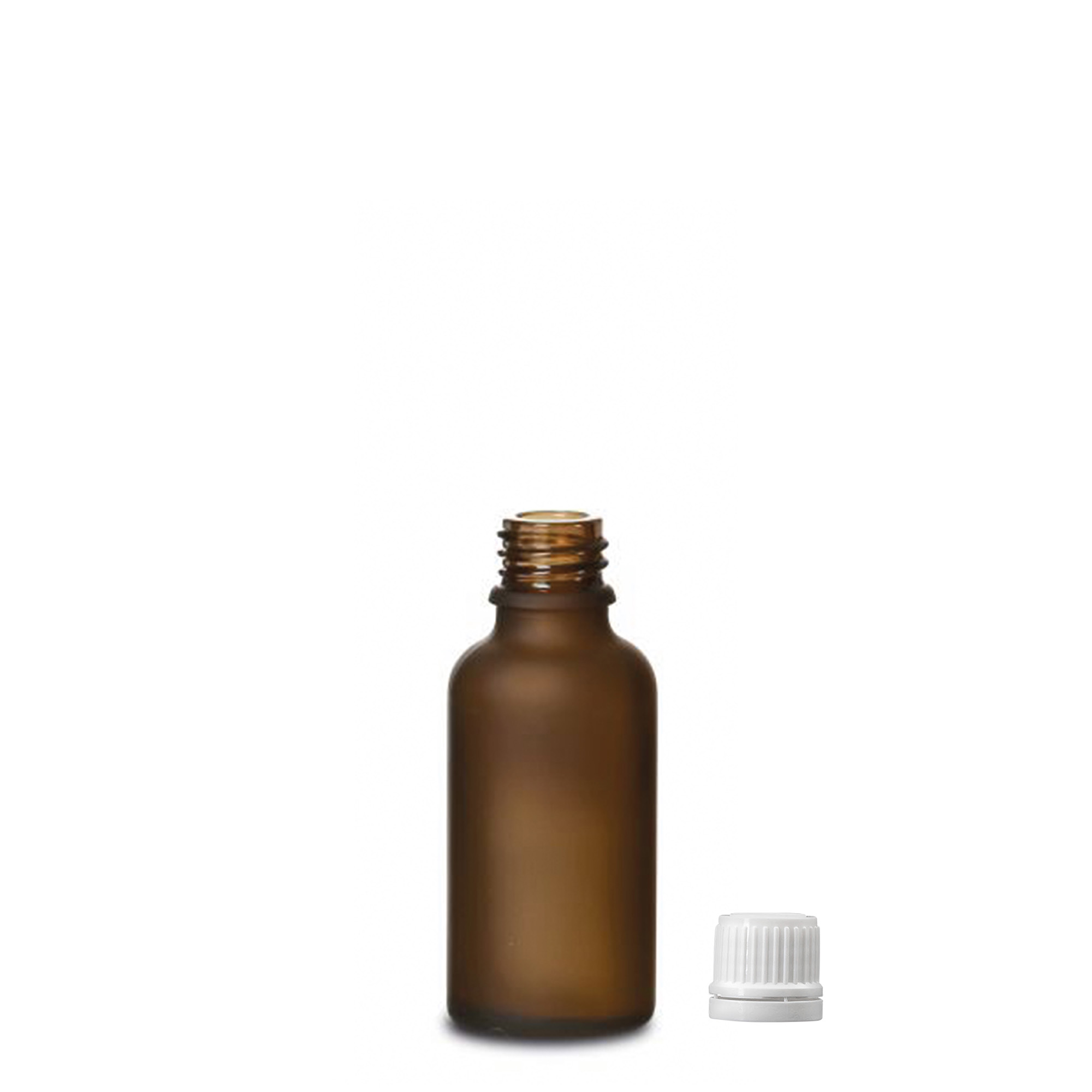 30ml medicijnfles, glas, bruin mat, opening: DIN 18