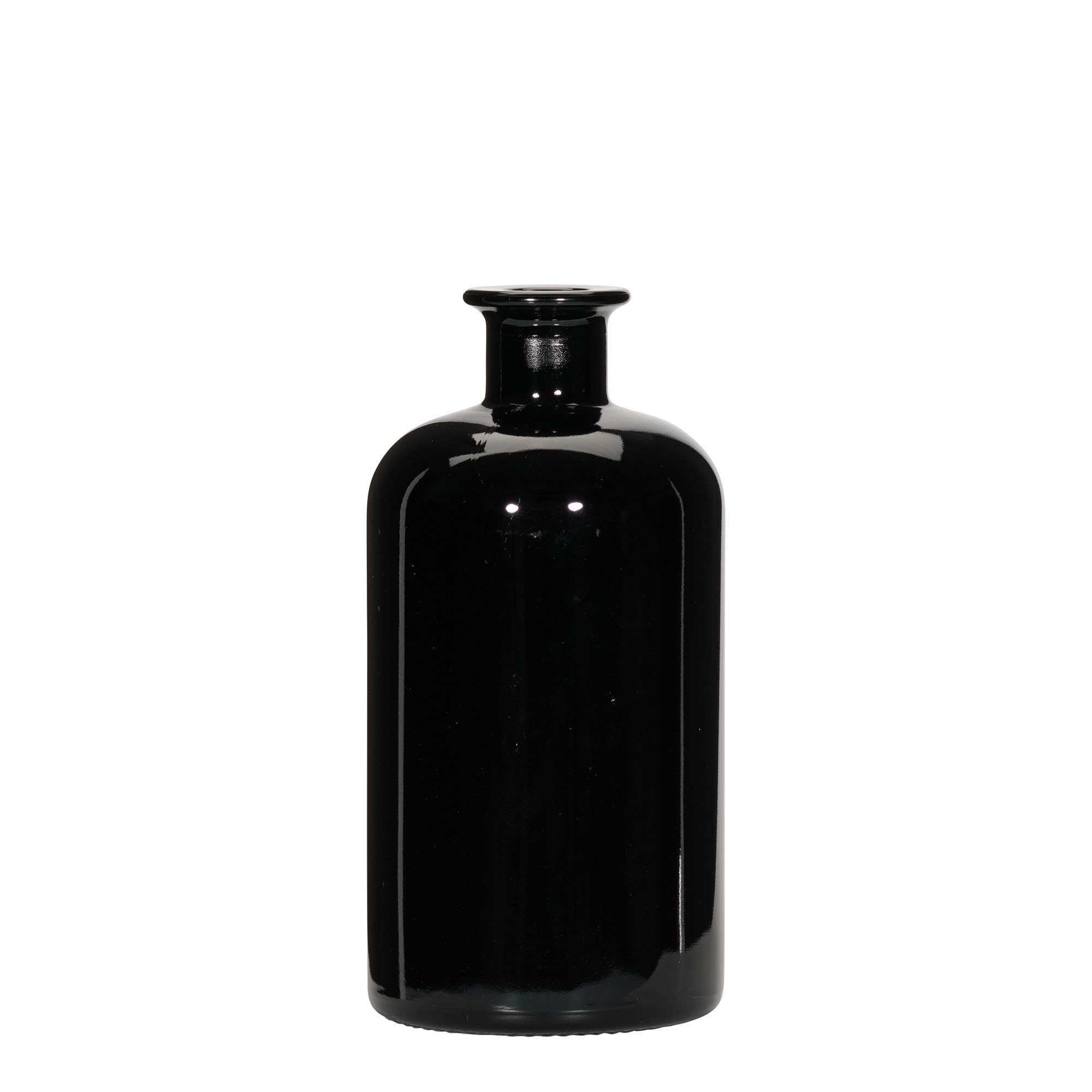 Glazen fles Apotheker, 500 ml, zwart, monding: kurk