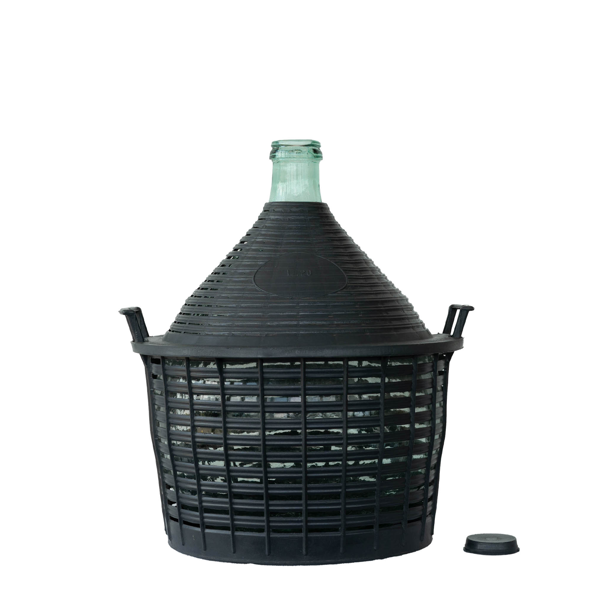 Ballonfles smalle hals, 20 l, glas, monding: stulpdeksel