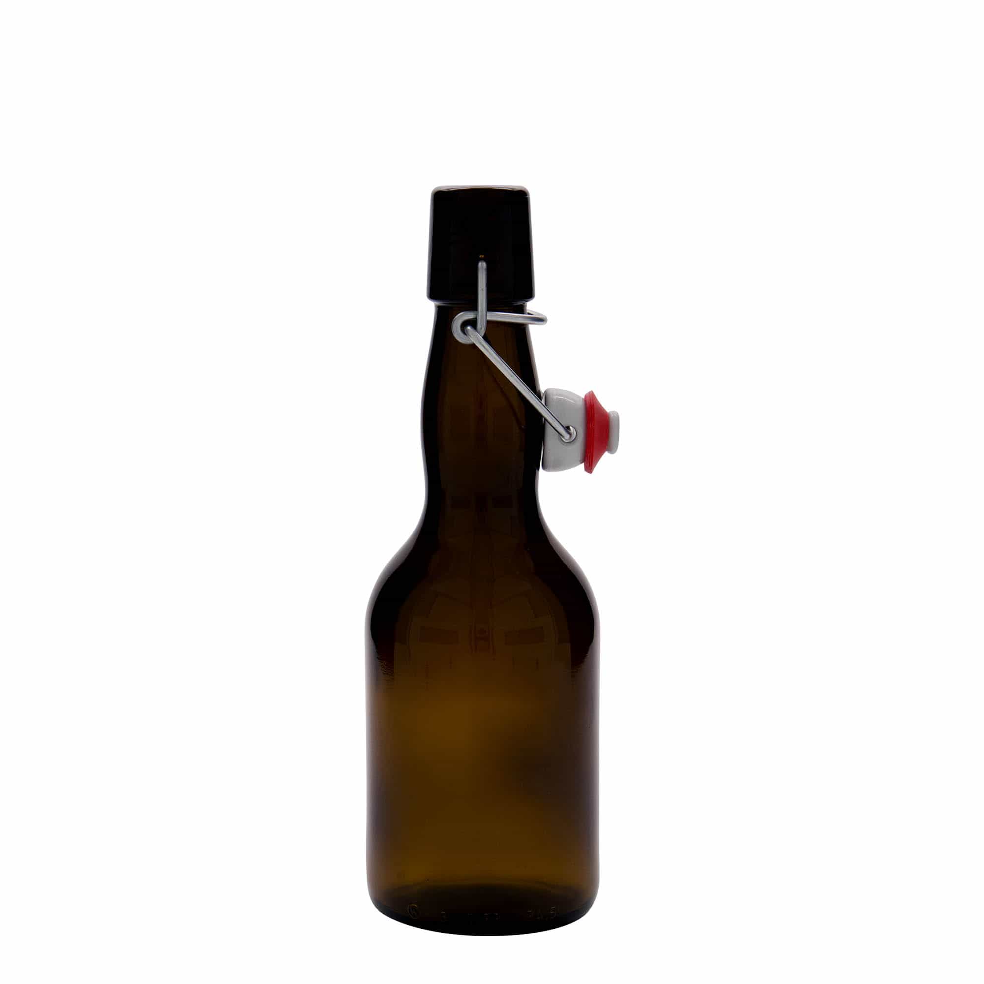 Bouteille de bière col large 330 ml, verre, brun, bouchage: bouchon mécanique