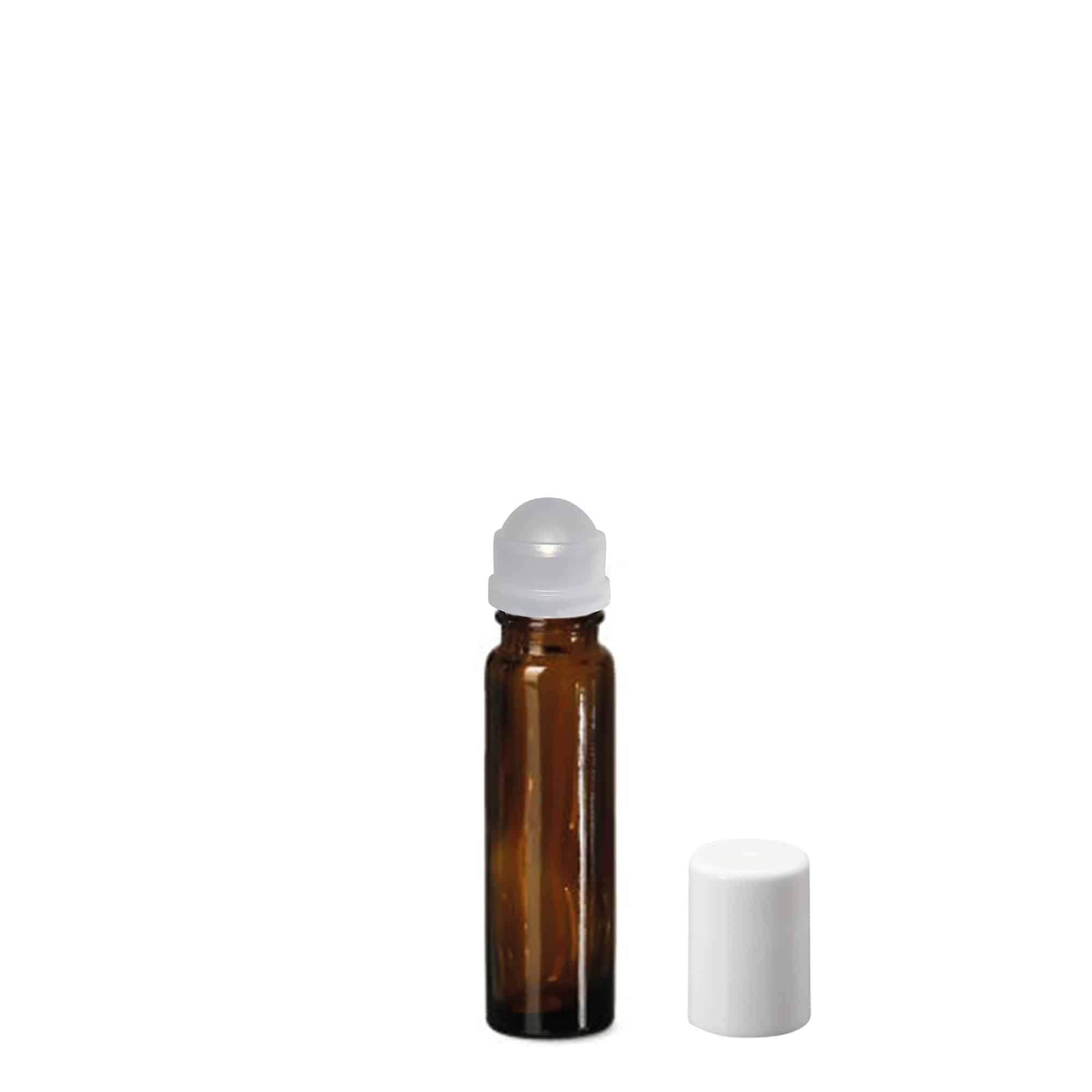 10 ml roll-on fles, glas, bruin, opening: schroefdop
