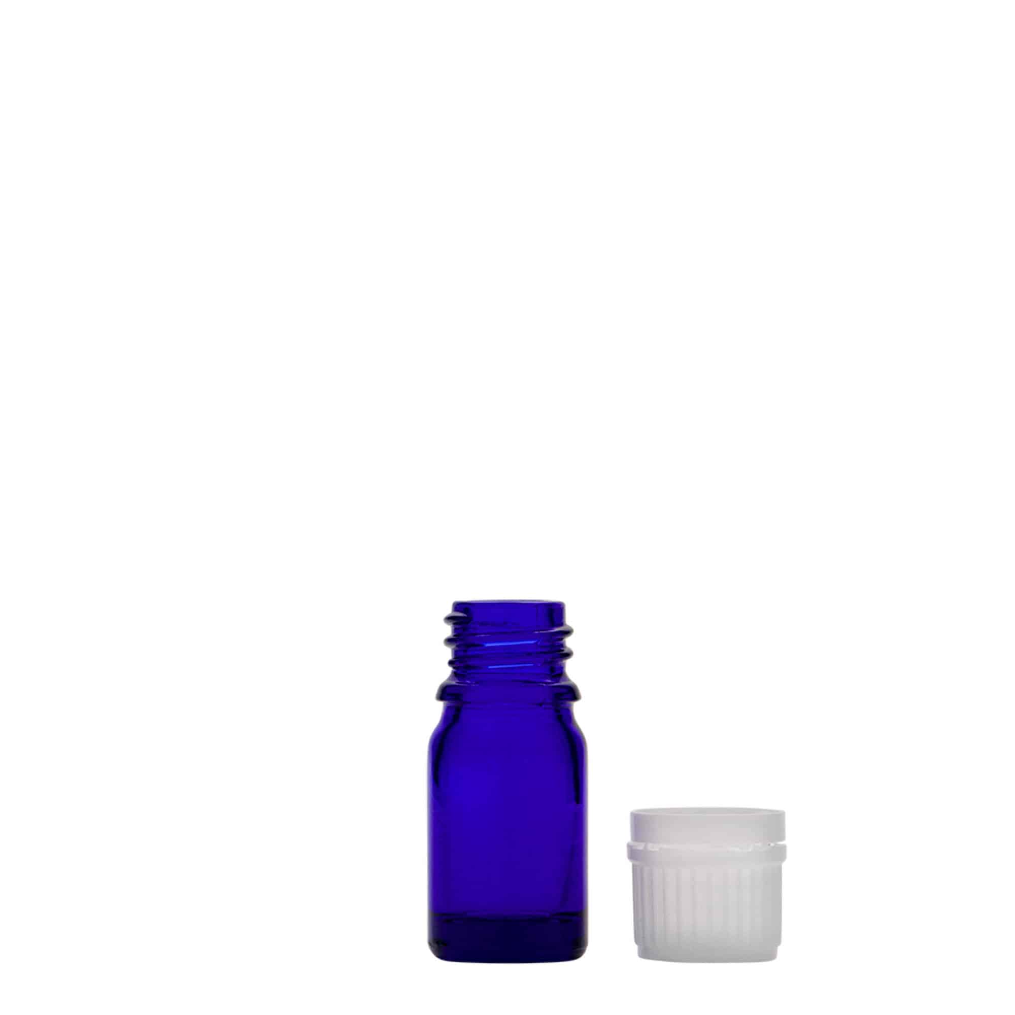 Flacon pharmaceutique 5 ml , verre, bleu roi, bouchage: DIN 18