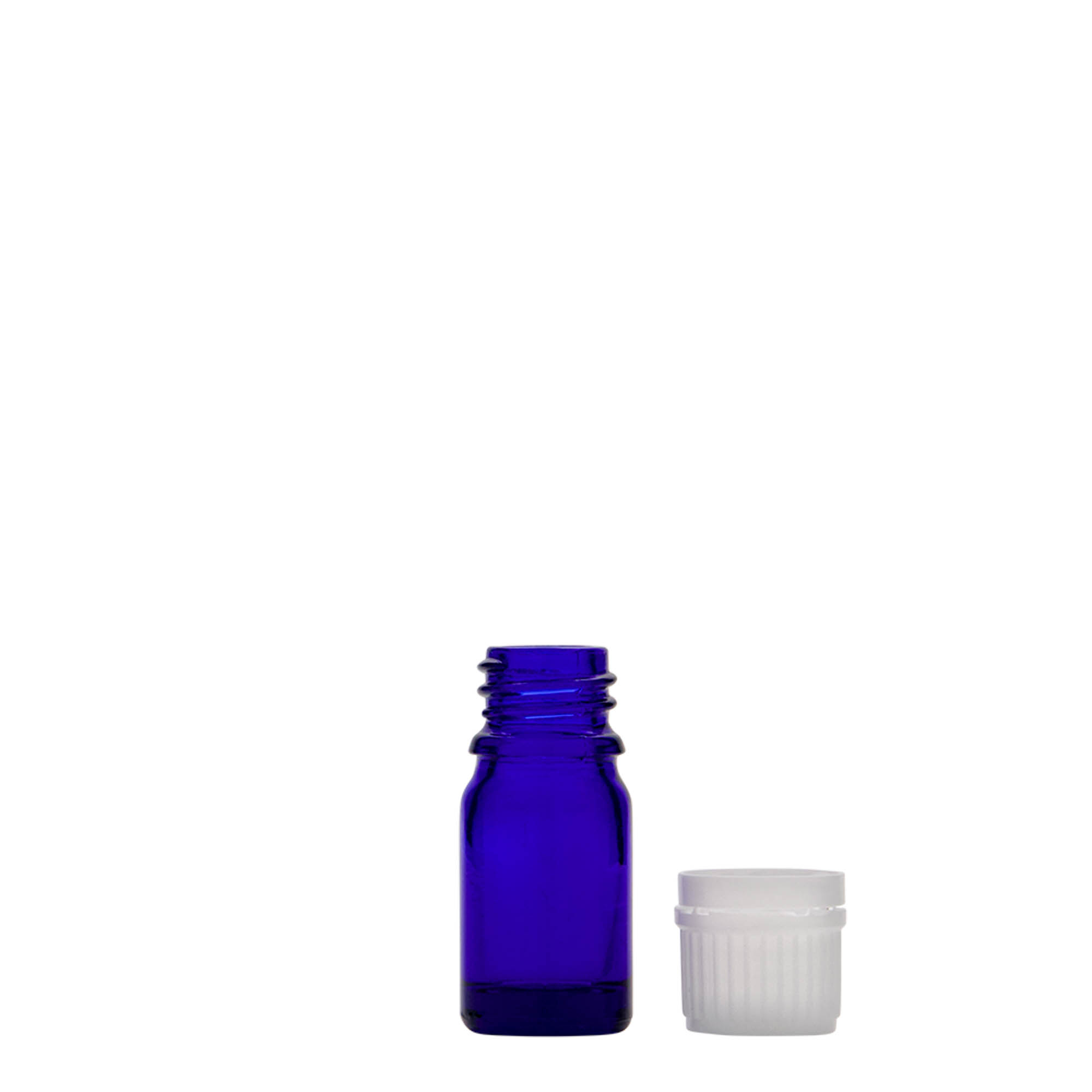 Flacon pharmaceutique 5 ml , verre, bleu roi, bouchage: DIN 18