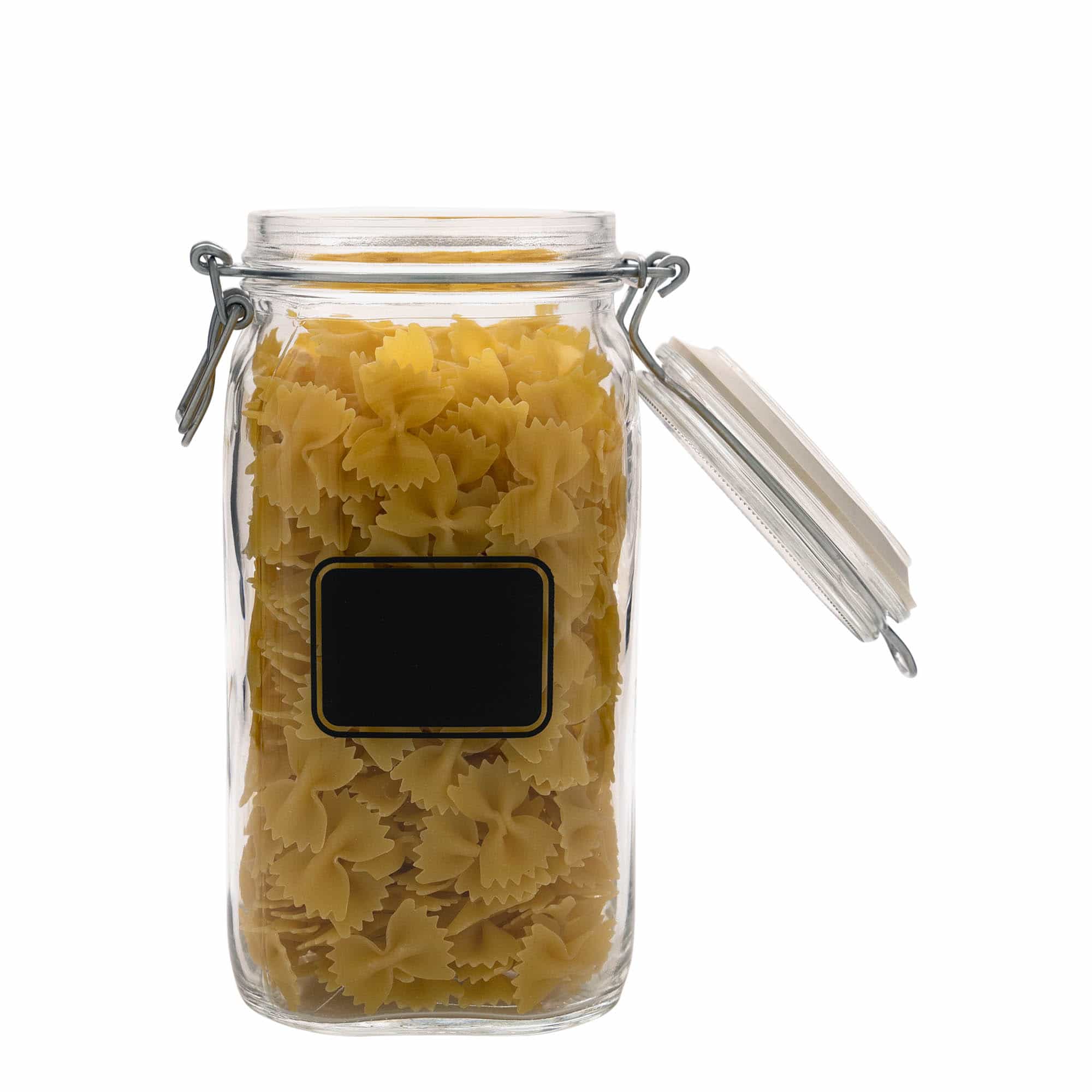 Pot met beugelsluiting 'Fido', 1500 ml, motief: etiketveld, vierkant, monding: beugelsluiting Pot met beugelsluiting 'Fido', 1500 ml, motief: etiketveld, vierkant, monding: beugelsluiting