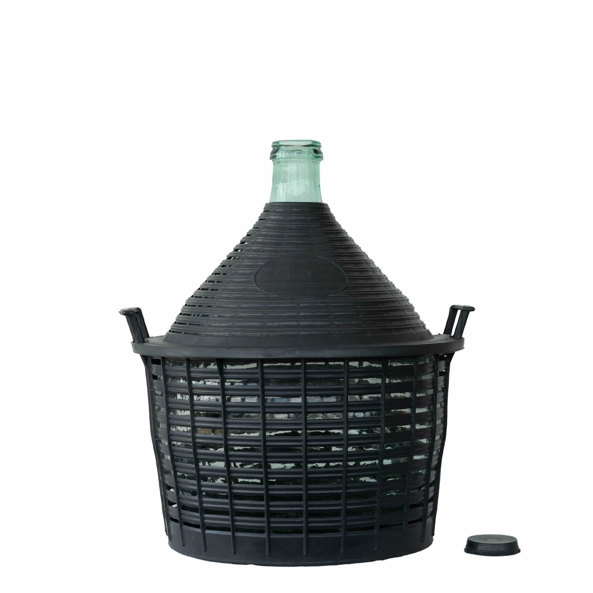 Dame-jeanne 20 l à col étroit, verre, bouchage: couvercle cloche