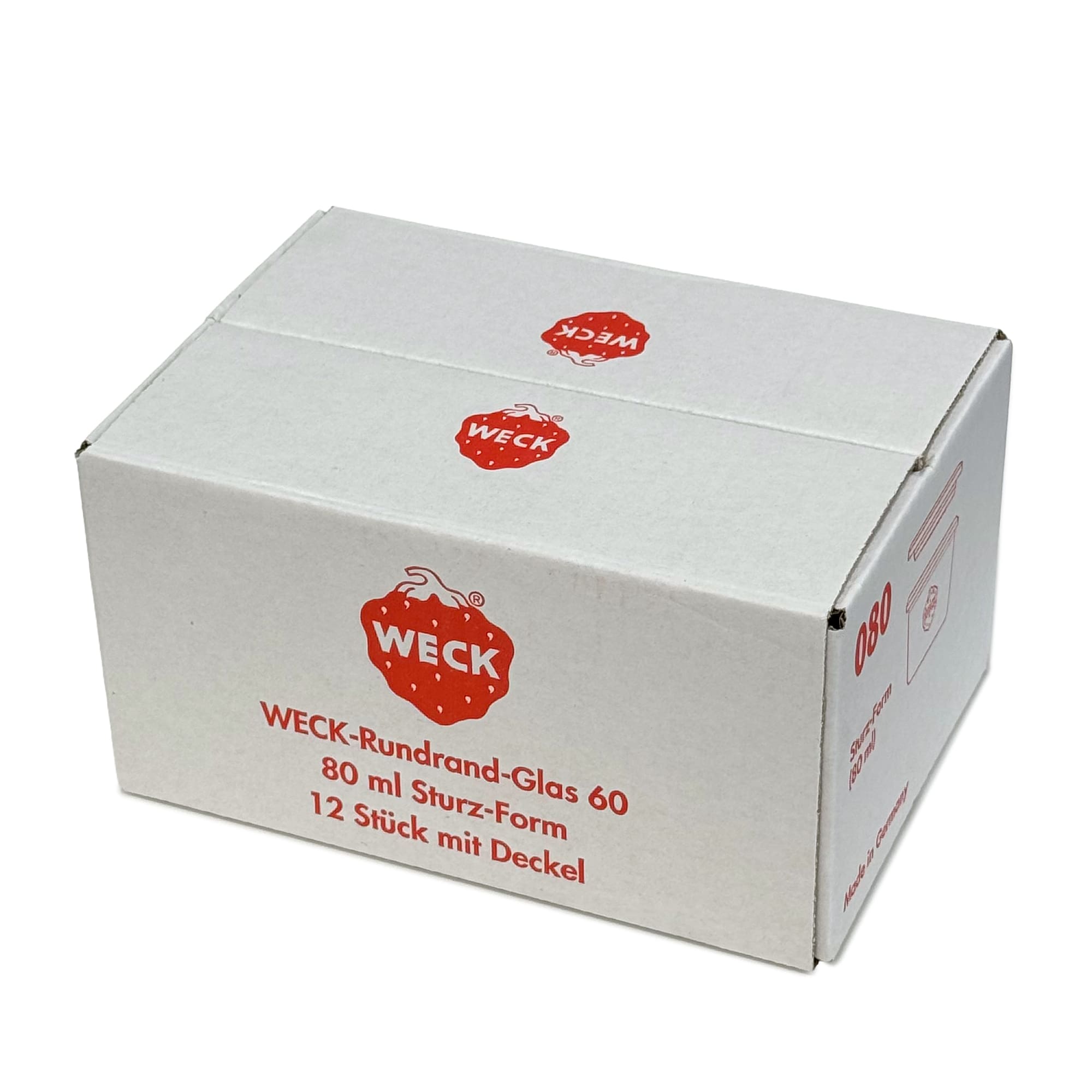 12x 80 ml WECK-stortglas met glazen deksel RR 60