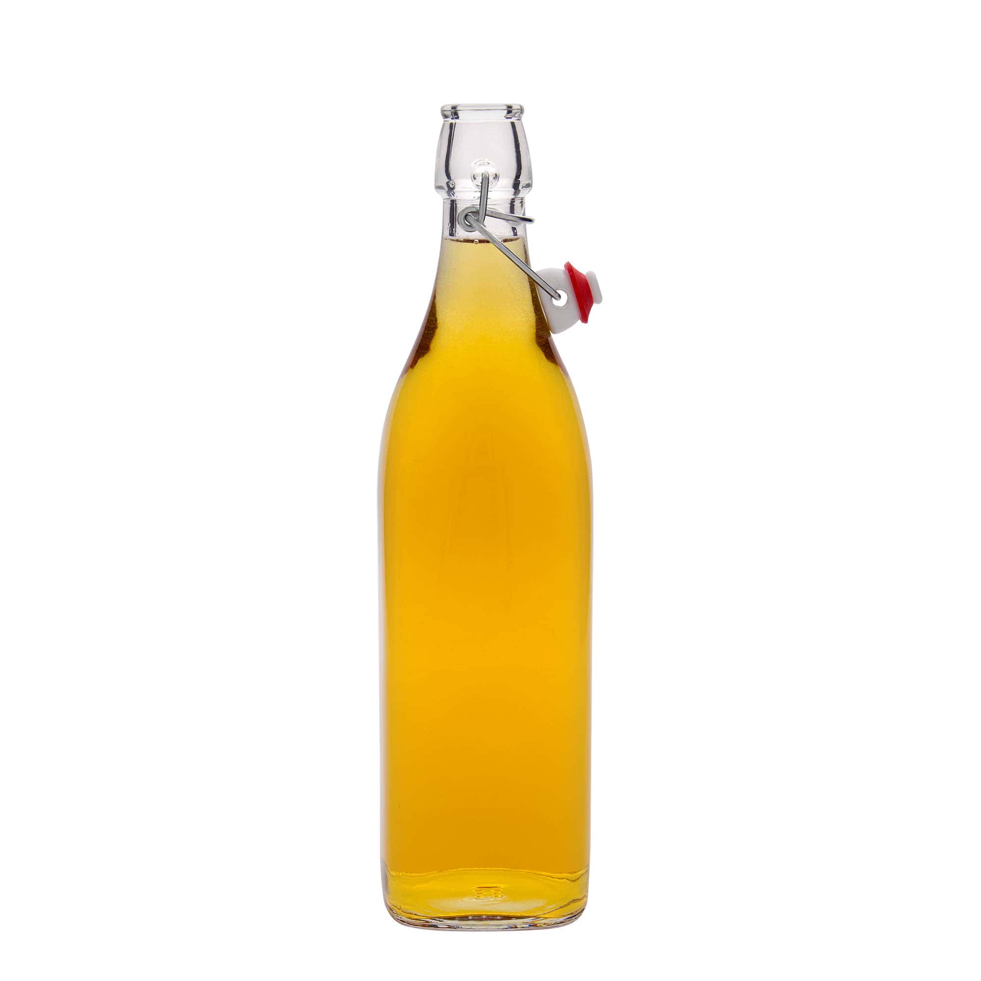 Glazen fles 'Swing', 1.000 ml, vierkant, monding: beugelsluiting Glazen fles 'Swing', 1.000 ml, vierkant, monding: beugelsluiting