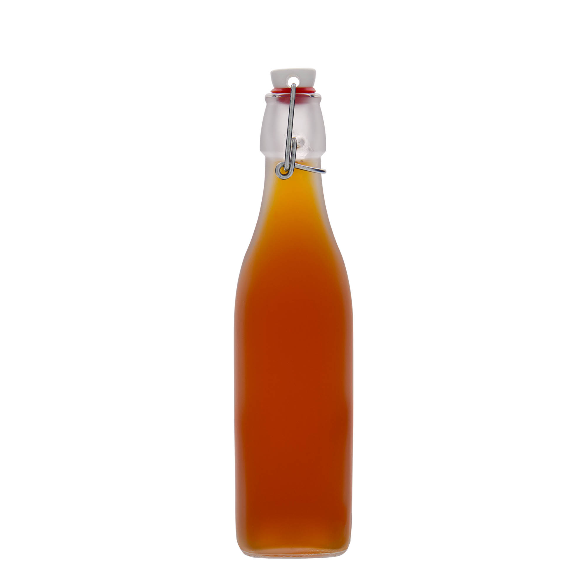 Bouteille en verre 500 ml 'Swing', carrée, blanche, bouchage: bouchon mécanique Bouteille en verre 500 ml 'Swing', carrée, blanche, bouchage: bouchon mécanique