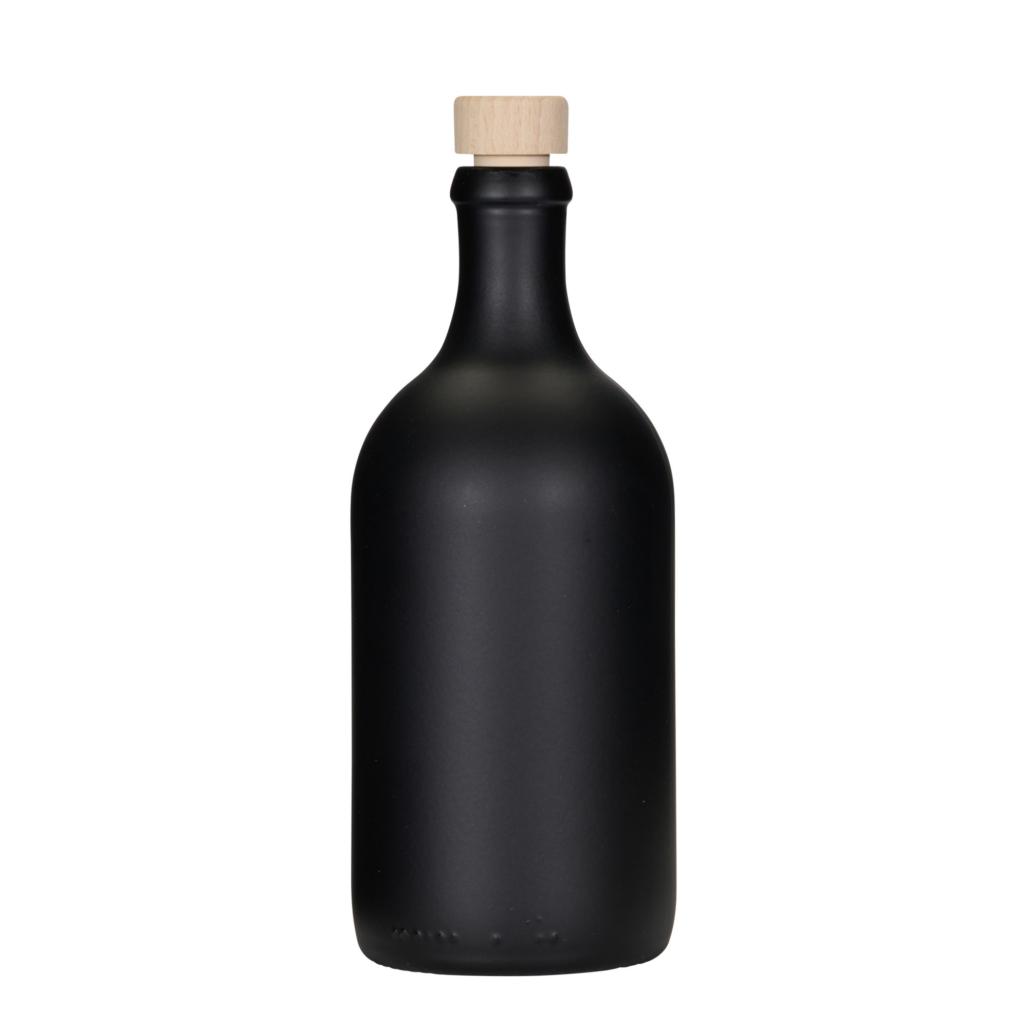 Glazen fles 'Ginevra Leggera', 500 ml, zwart, monding: kurk