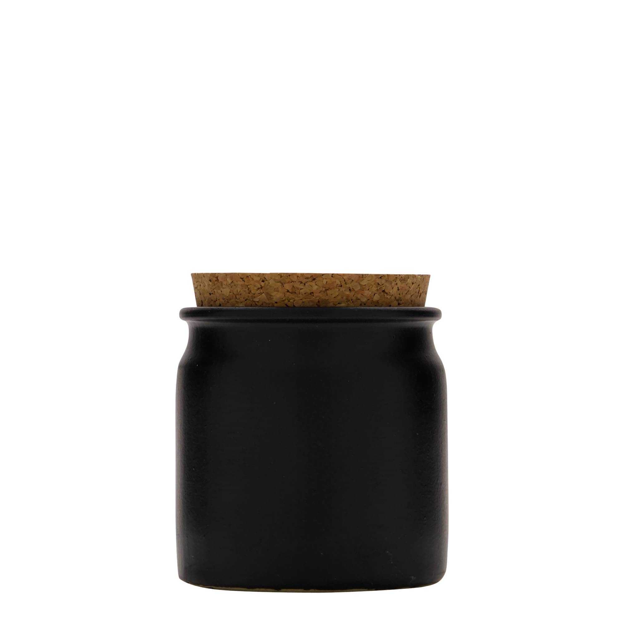 Steengoed pot, 160 ml, keramiek, zwart, monding: kurk