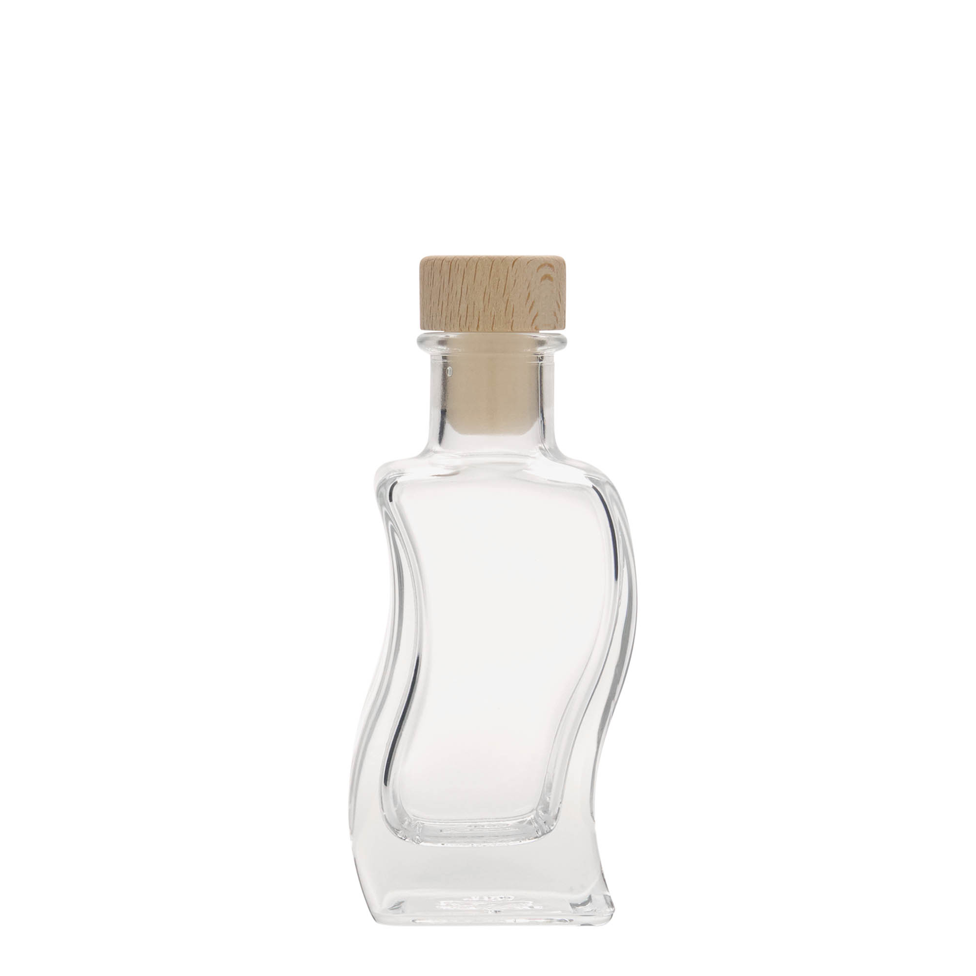 Glazen fles 'Golf', 100 ml, vierkant, monding: kurk Glazen fles 'Golf', 100 ml, vierkant, monding: kurk