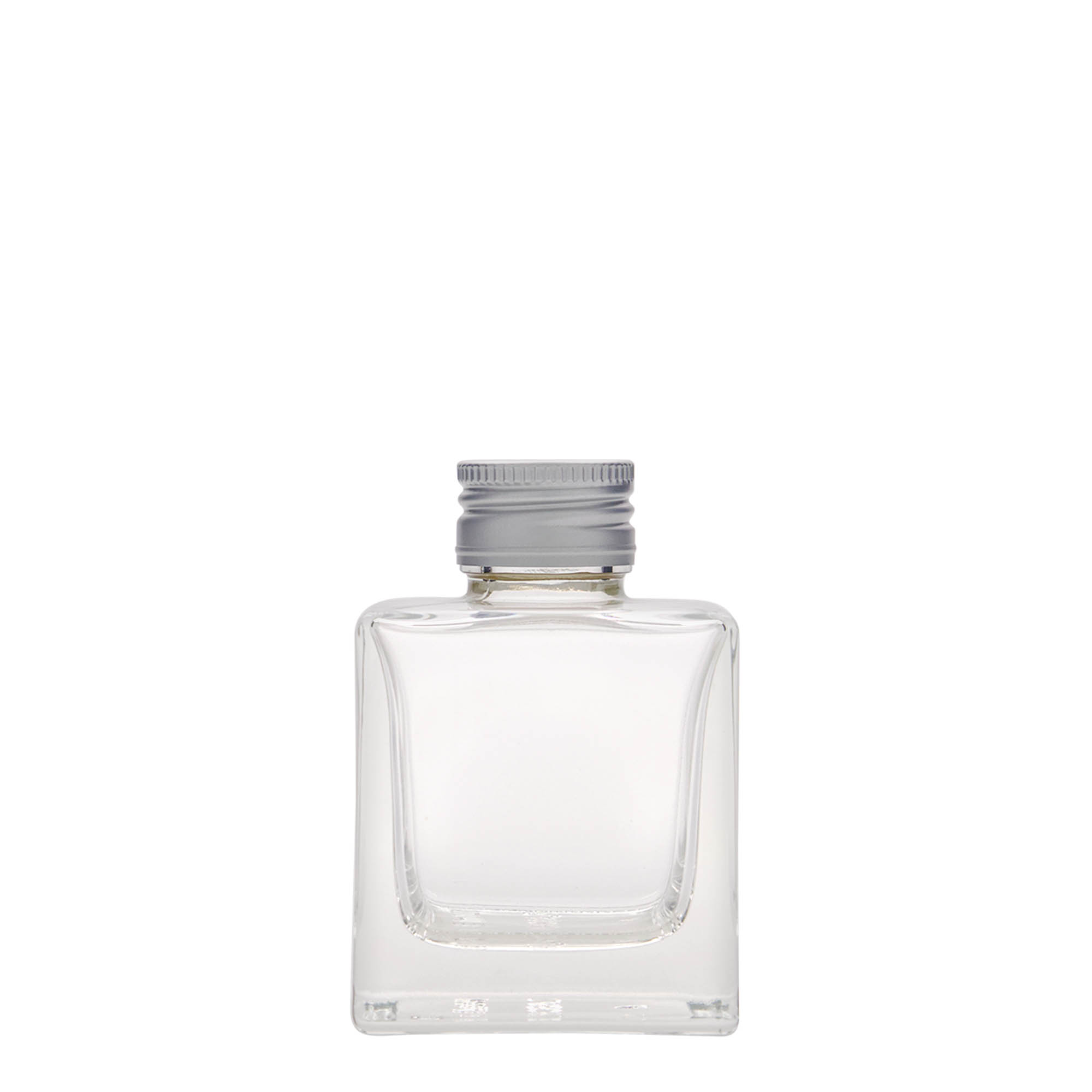 Glazen fles 'Cube', 100 ml, vierkant, monding: PP 28 Glazen fles 'Cube', 100 ml, vierkant, monding: PP 28