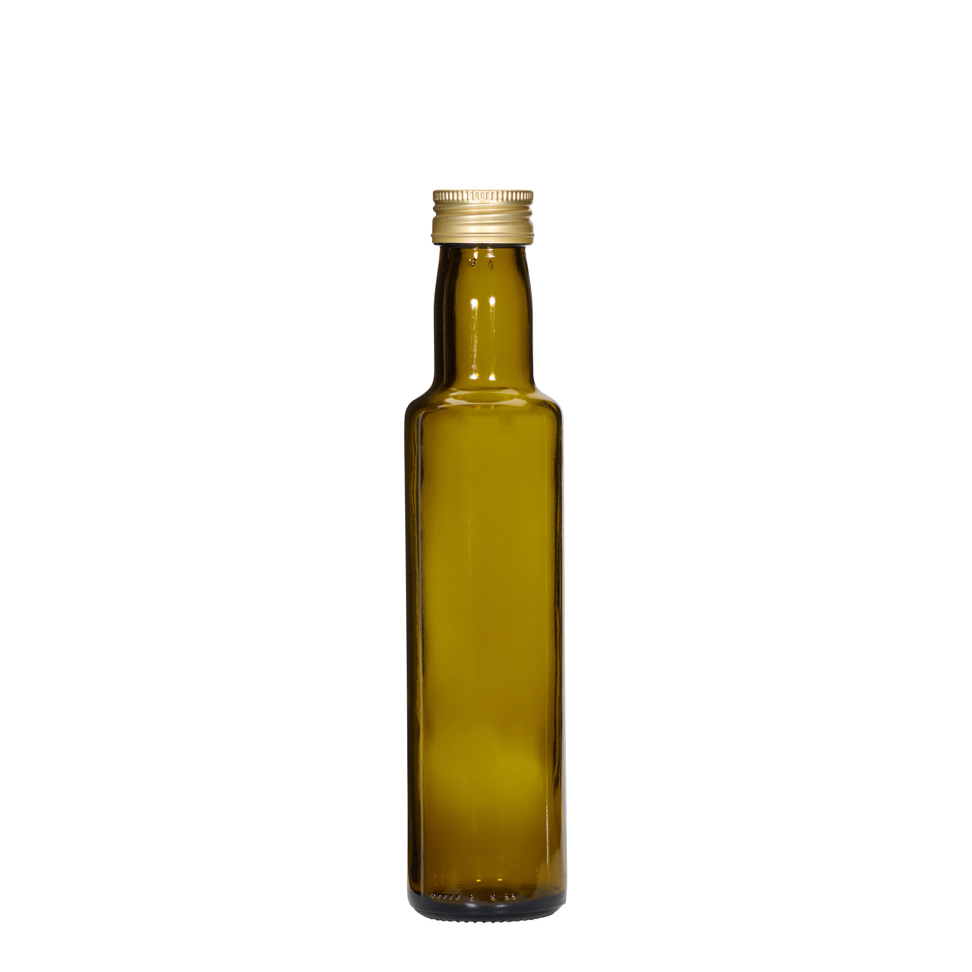 Glazen fles 'Dorica', 250 ml, antiekgroen, monding: PP 31,5 Glazen fles 'Dorica', 250 ml, antiekgroen, monding: PP 31,5