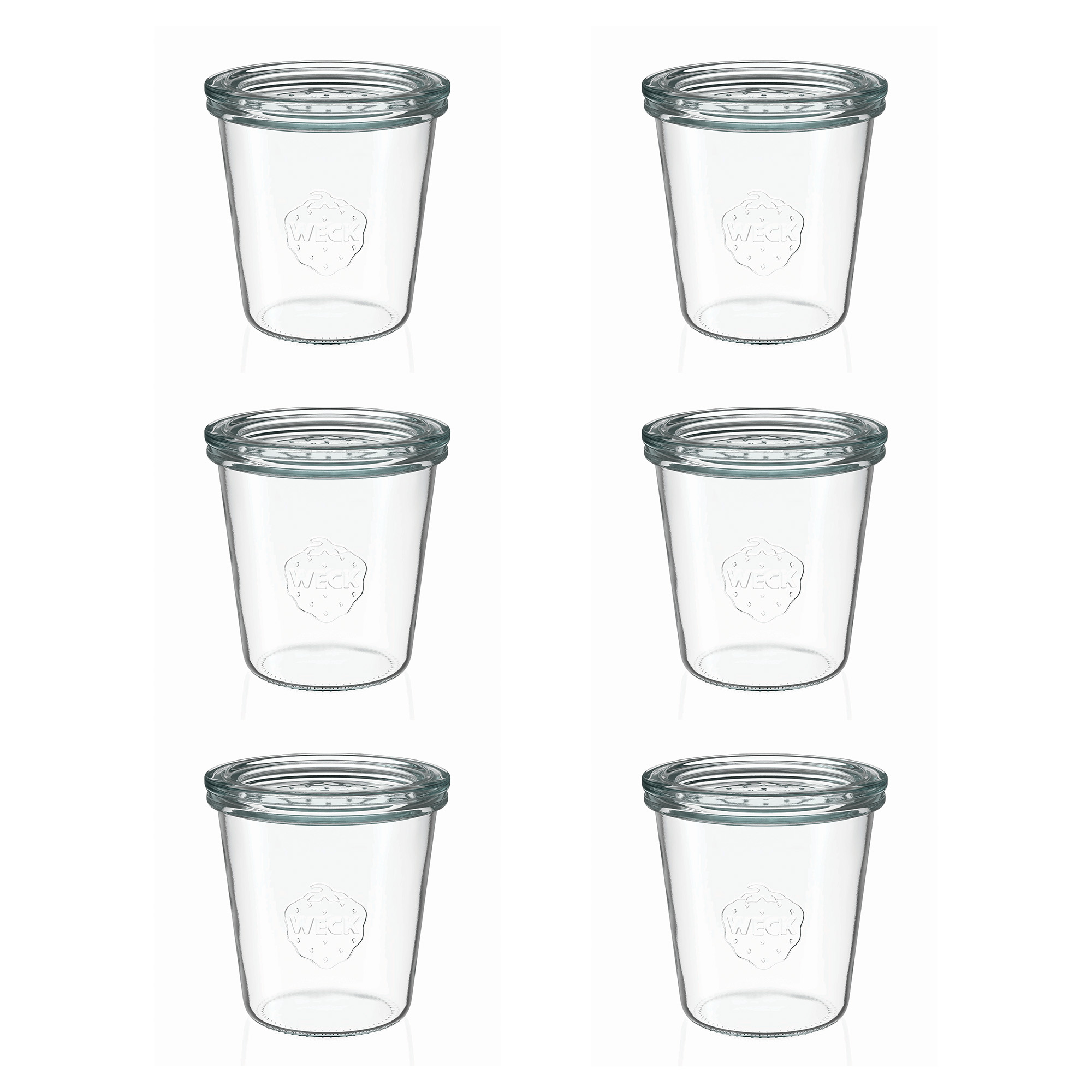 6x 290 ml bocal WECK à renversement haut avec couvercle en verre RR 80