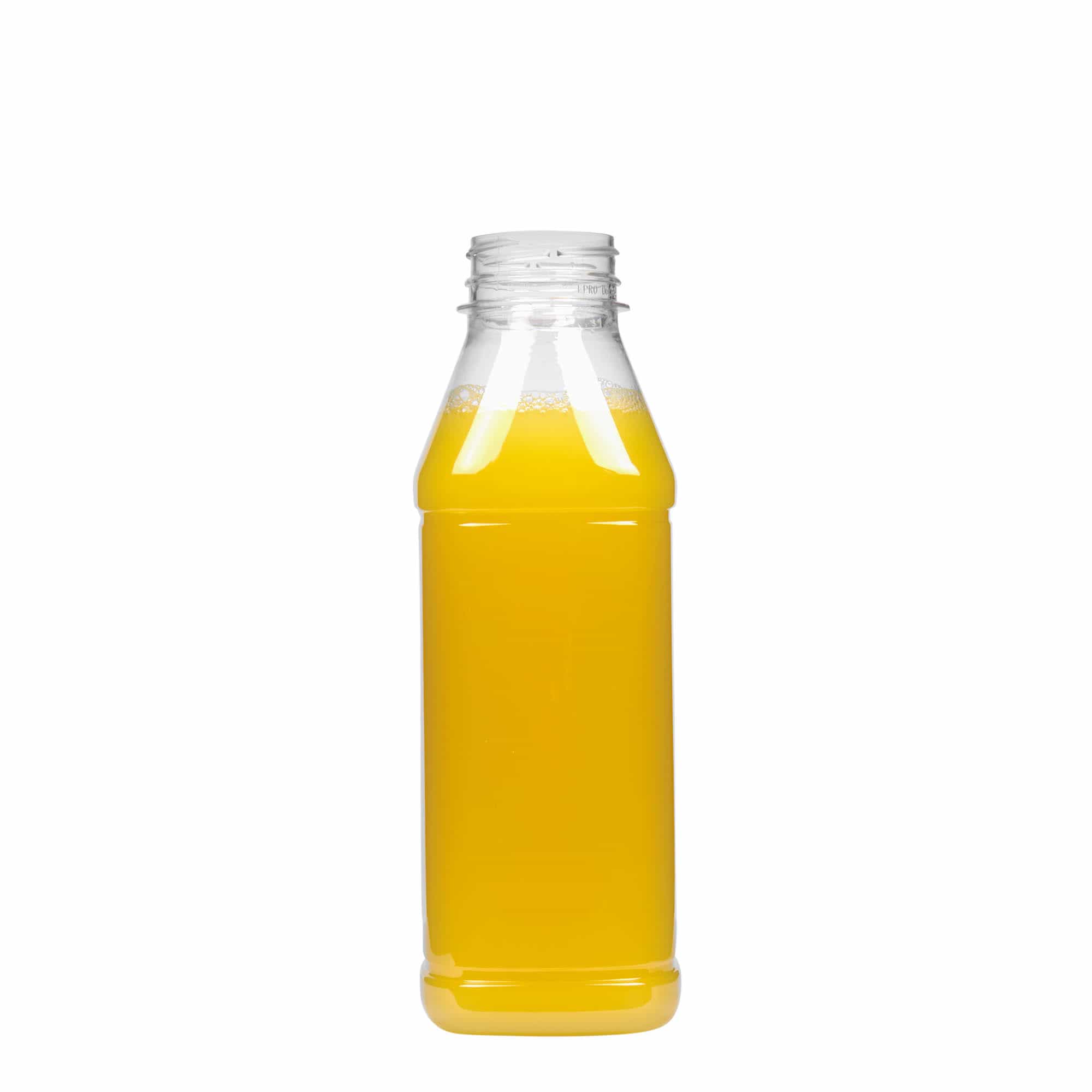 Bouteille en PET 500 ml « Milk and Juice Carré », carrée, plastique, bouchage: 38 mm