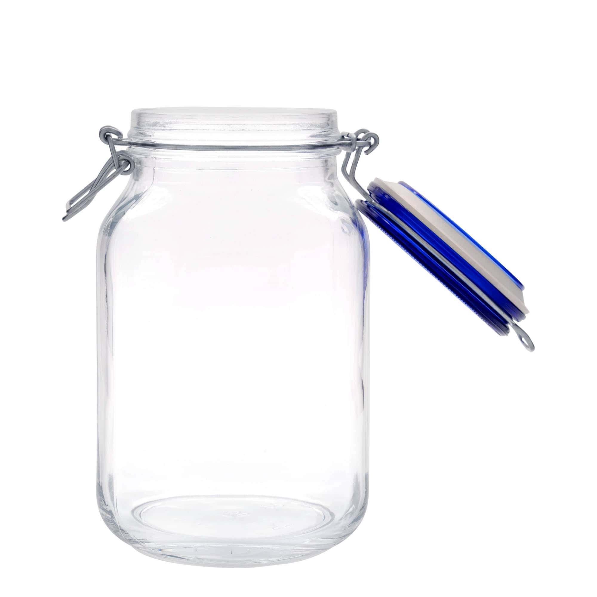 Bocal à fermeture mécanique 2 000 ml « Fido » Blue Top, carré, bouchage: bouchon mécanique