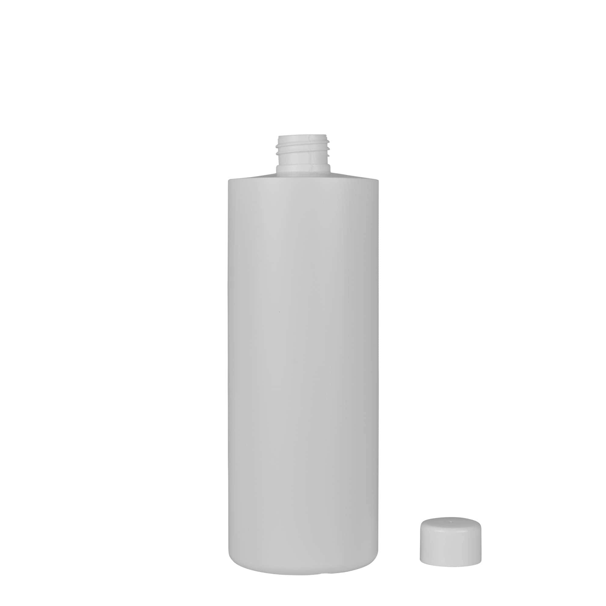 Plastic fles 'Pipe', 500 ml, Green HDPE, wit, monding: 24/410