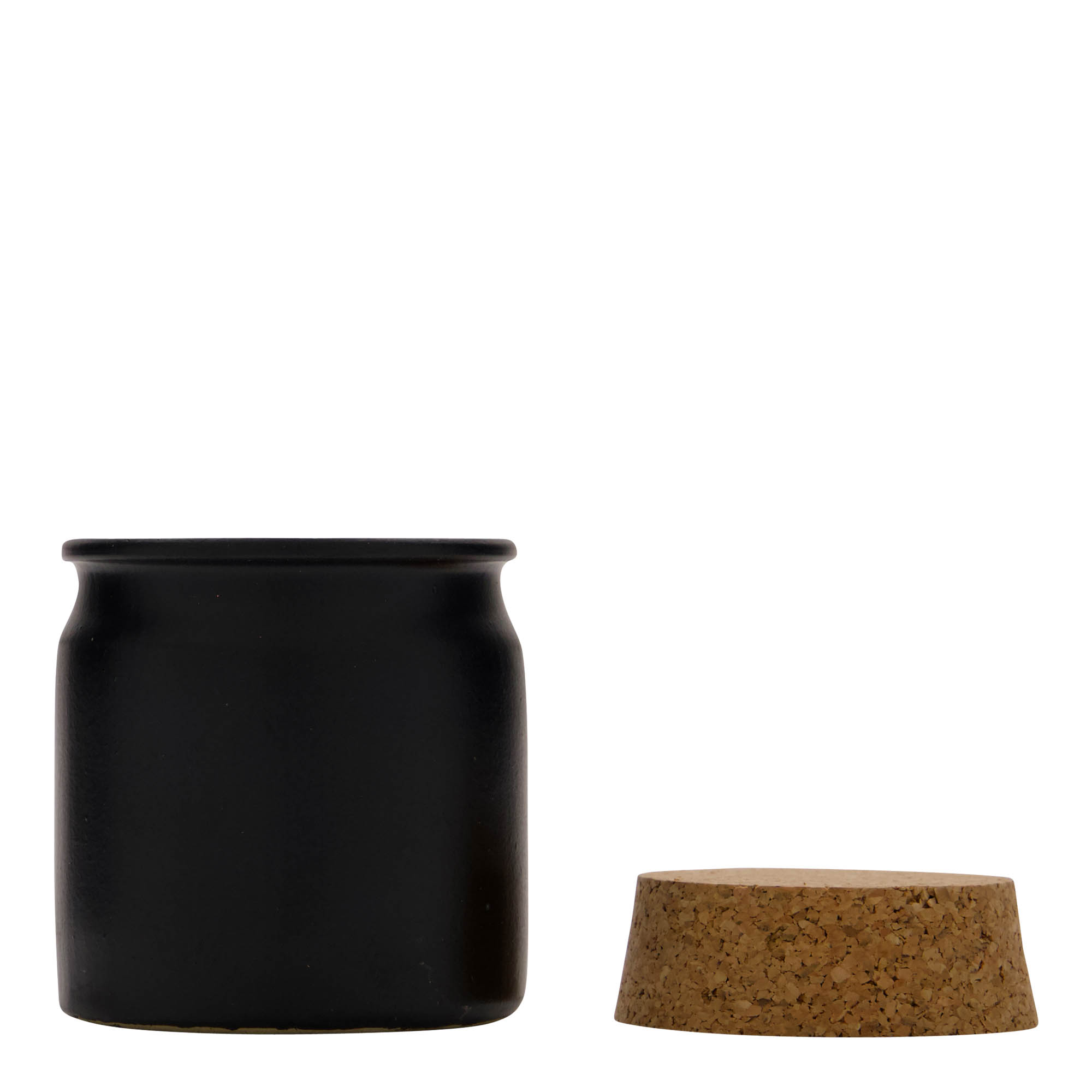 Steengoed pot, 160 ml, keramiek, zwart, monding: kurk Steengoed pot, 160 ml, keramiek, zwart, monding: kurk