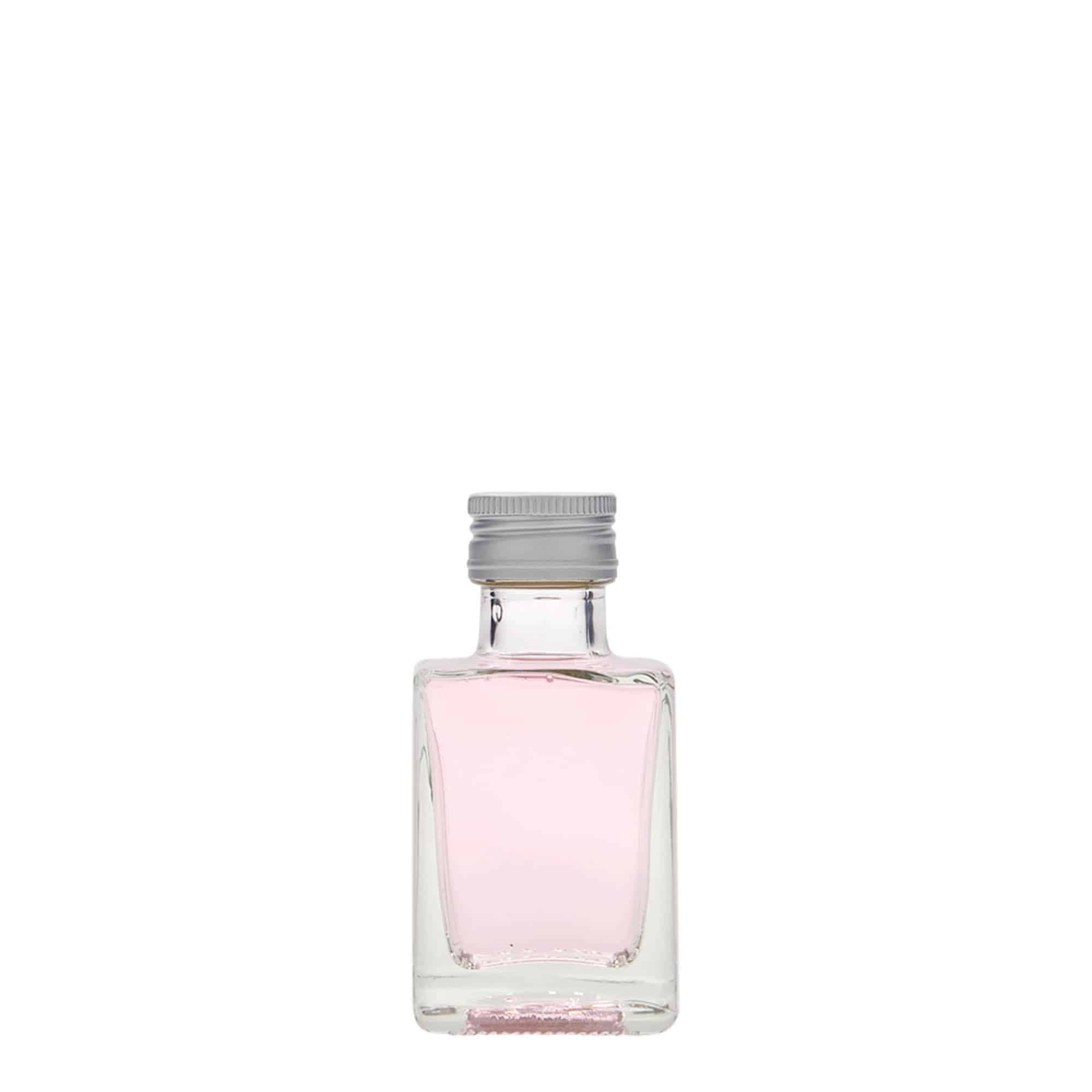 Bouteille en verre 50 ml 'Cube', carrée, bouchage: PP 24 Bouteille en verre 50 ml 'Cube', carrée, bouchage: PP 24