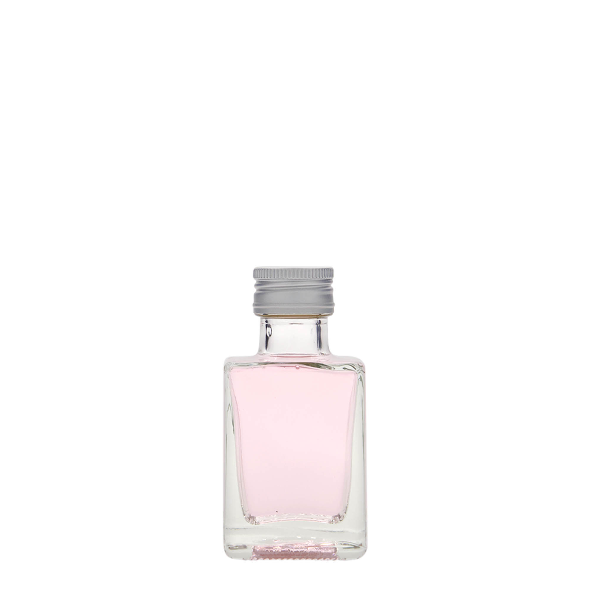 Glazen fles 'Cube', 50 ml, vierkant, monding: PP 24 Glazen fles 'Cube', 50 ml, vierkant, monding: PP 24