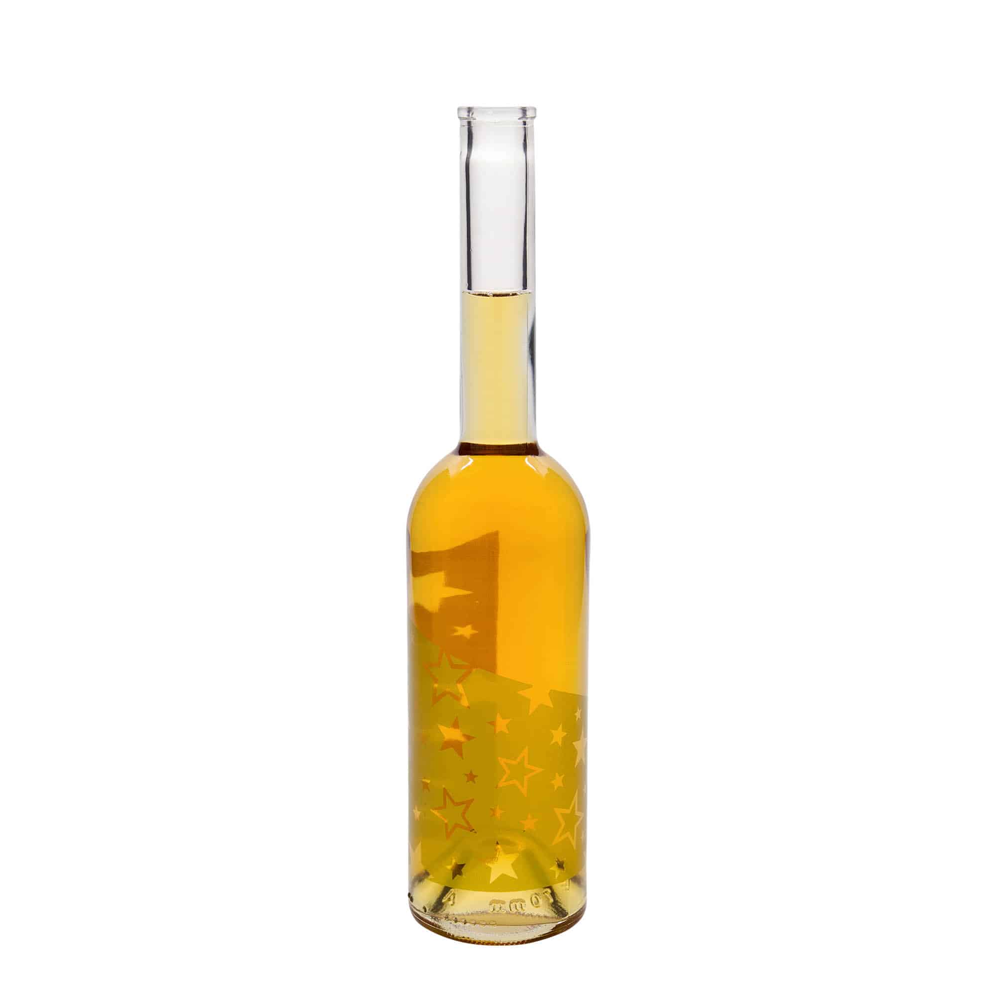 Bouteille en verre 500 ml 'Opera', motif : étoiles dorées, bouchage: bouchon Bouteille en verre 500 ml 'Opera', motif : étoiles dorées, bouchage: bouchon