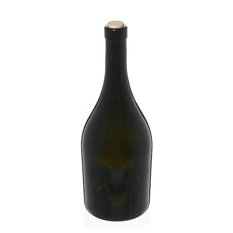 Wijnfles 'Exclusive', 750 ml, antiekgroen, monding: kurk
