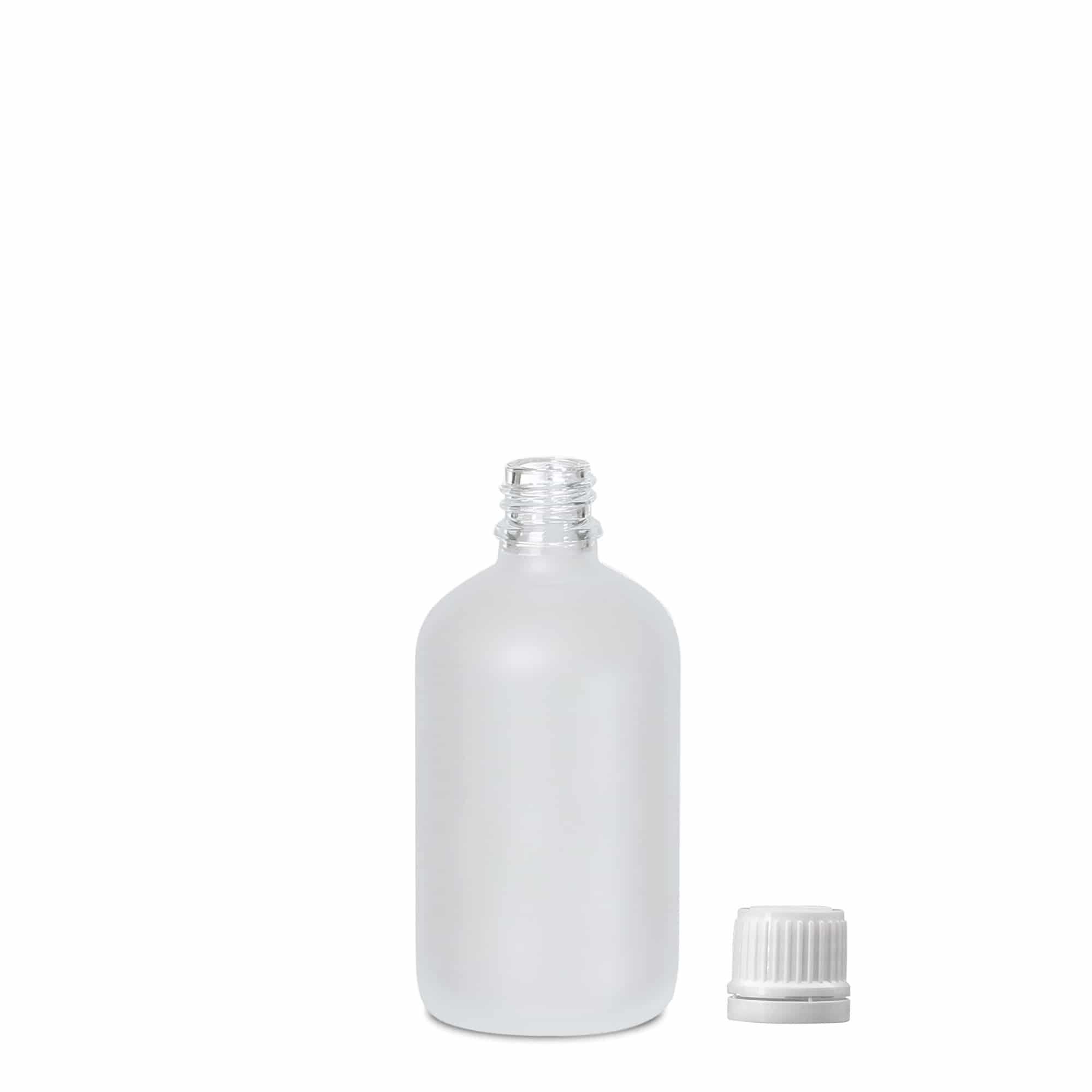 100 ml medicijnfles, glas, bruin mat, opening: DIN 18