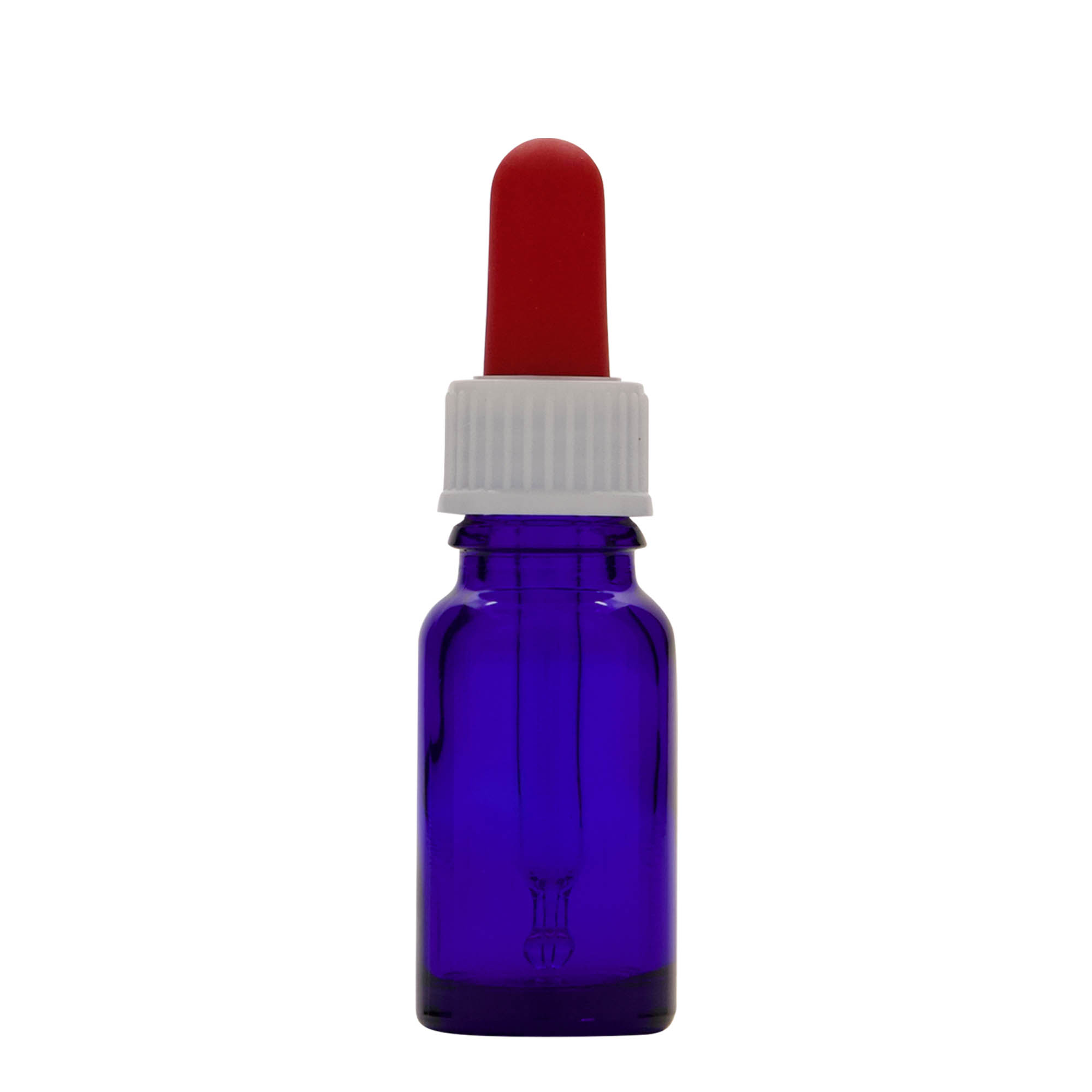 Flacon compte-gouttes médical 10 ml, verre, bleu roi-rouge, bouchage: DIN 18
