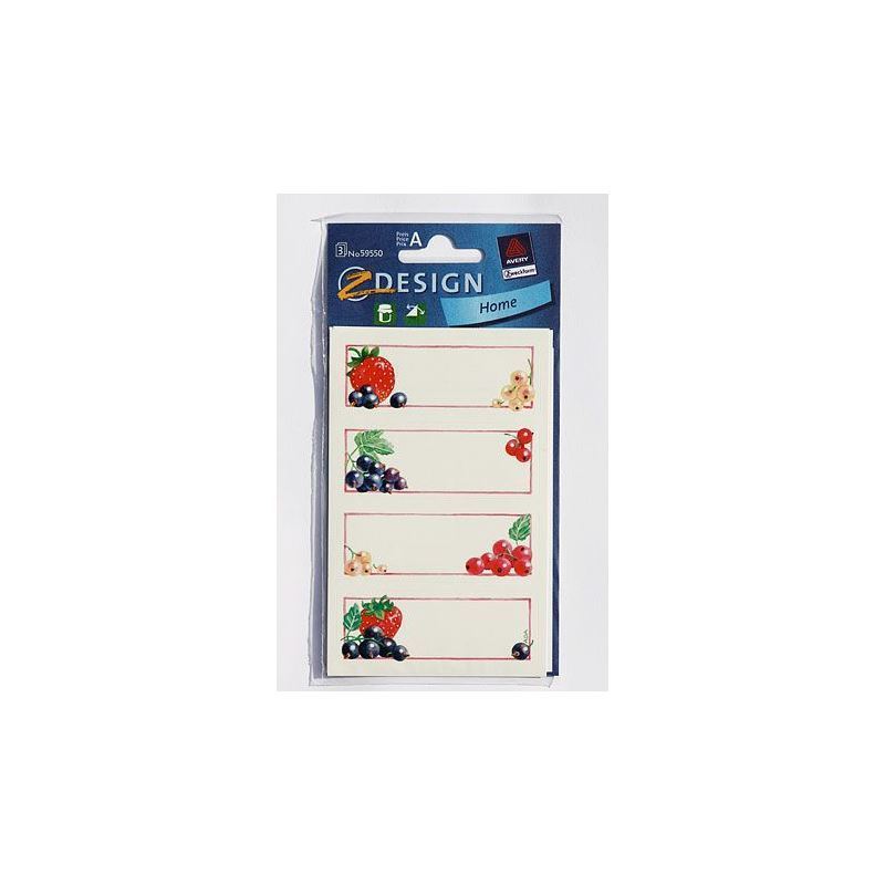 Étiquettes usage spécial 'Groseilles', rectangulaire, papier, multicolore