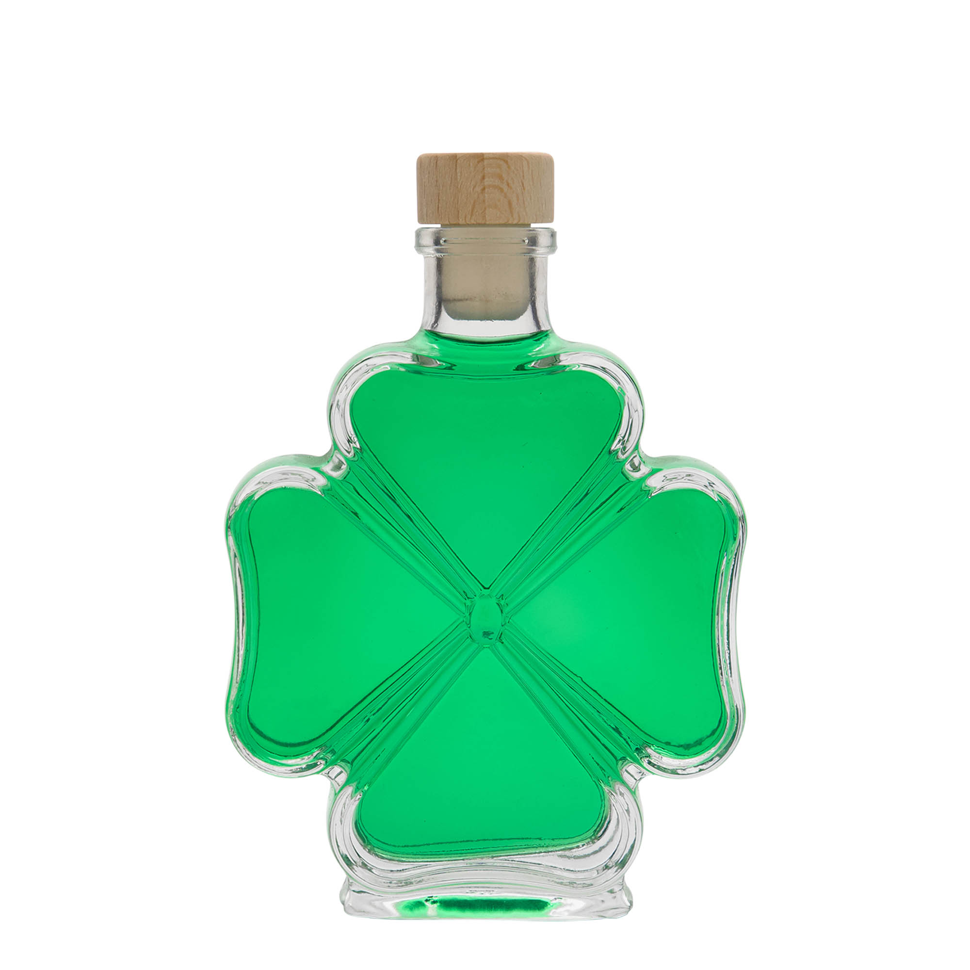 Glazen fles 'Kleeblatt', 200 ml, monding: kurk Glazen fles 'Kleeblatt', 200 ml, monding: kurk