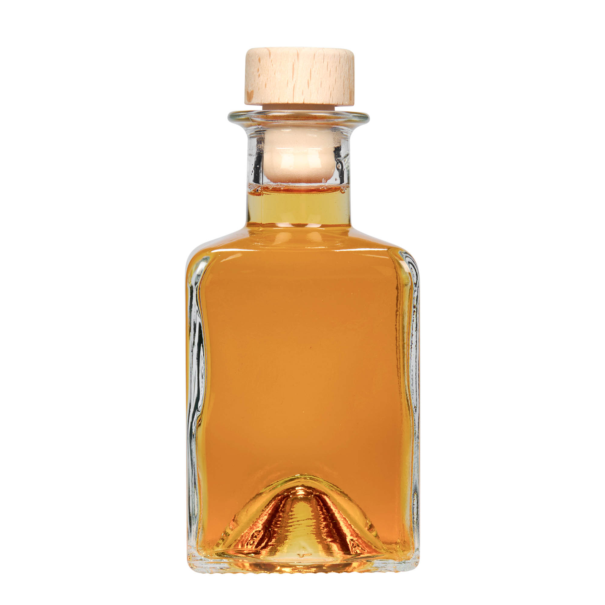 Glazen fles 'Kubica', 200 ml, vierkant, monding: kurk Glazen fles 'Kubica', 200 ml, vierkant, monding: kurk