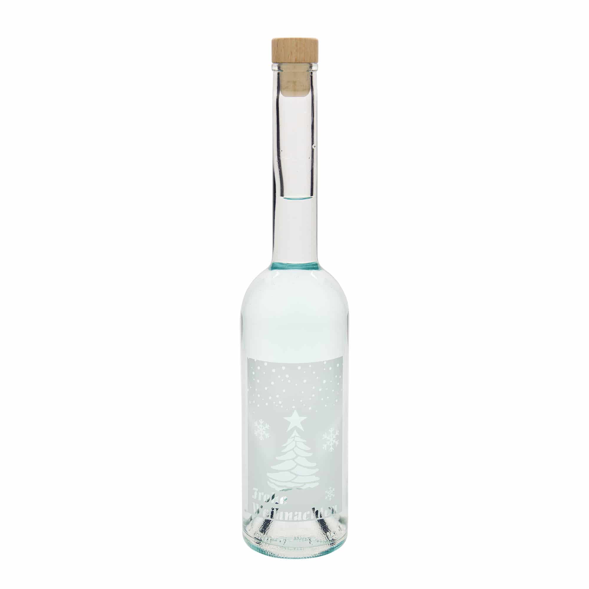 Bouteille en verre 500 ml 'Opera', motif : Noël blanc, bouchage: bouchon