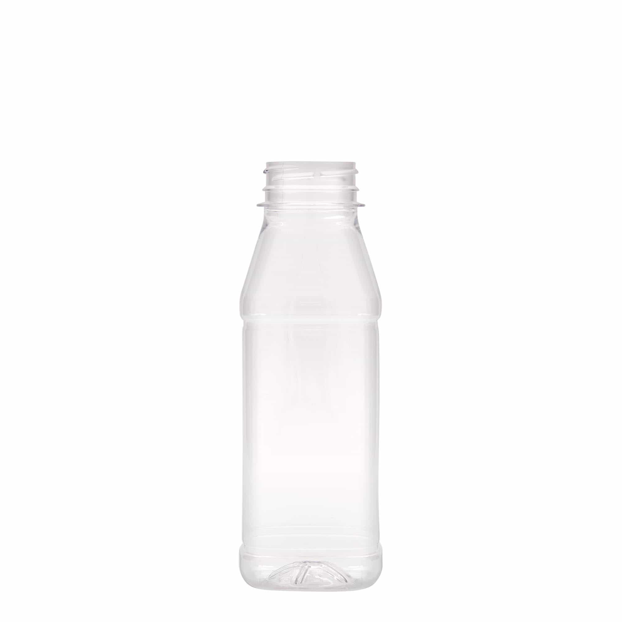 Bouteille en PET 330 ml 'Milk and Juice Carré', carrée, plastique, bouchage: 38 mm