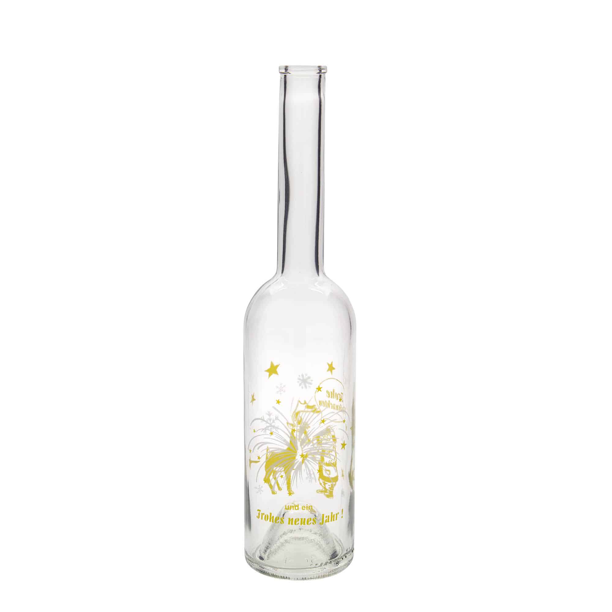 Glazen fles 'Opera', 500 ml, motief: Vuurwerk, monding: kurk