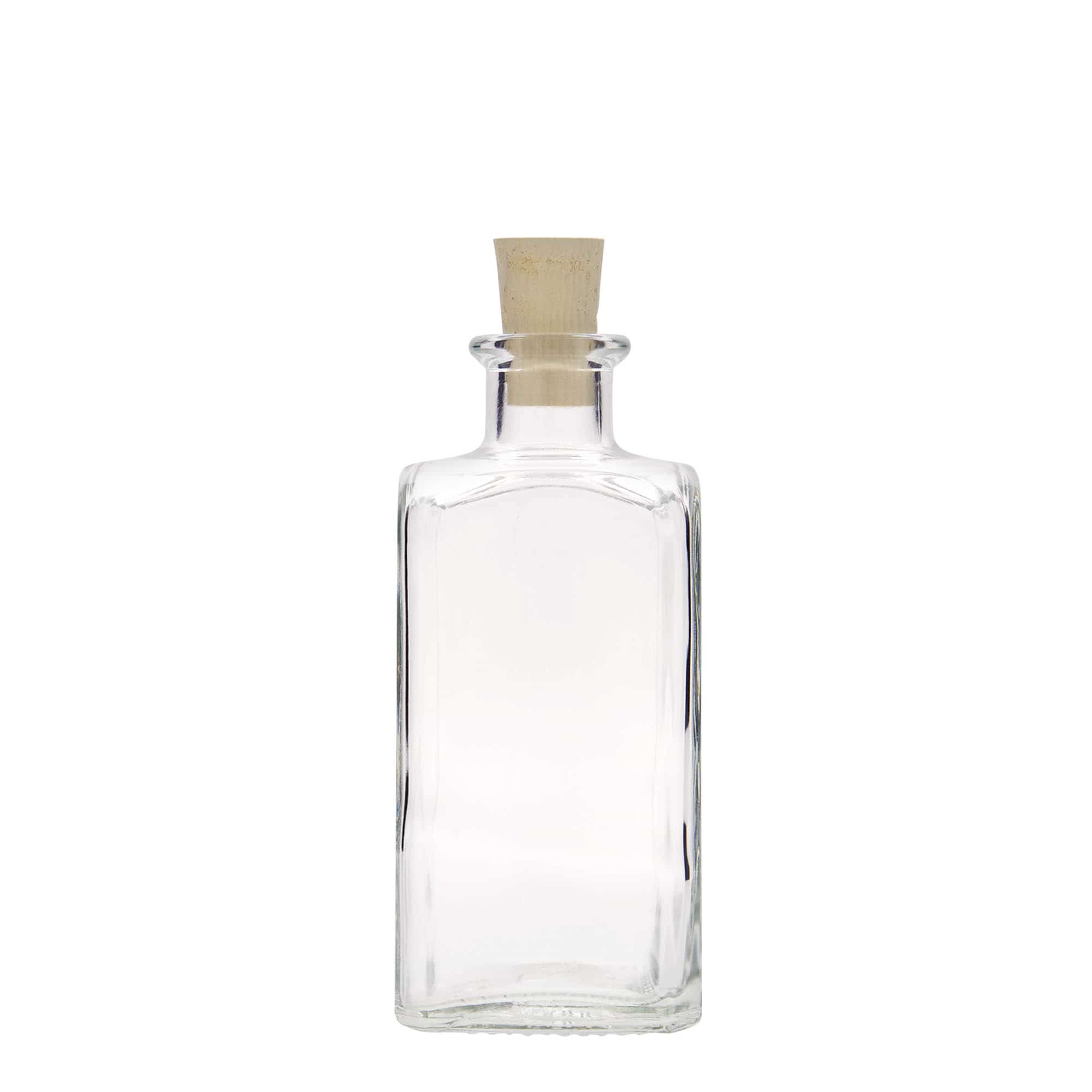 Bouteille en verre apothicaire 'Carré', carrée 250 ml, bouchage: bouchon