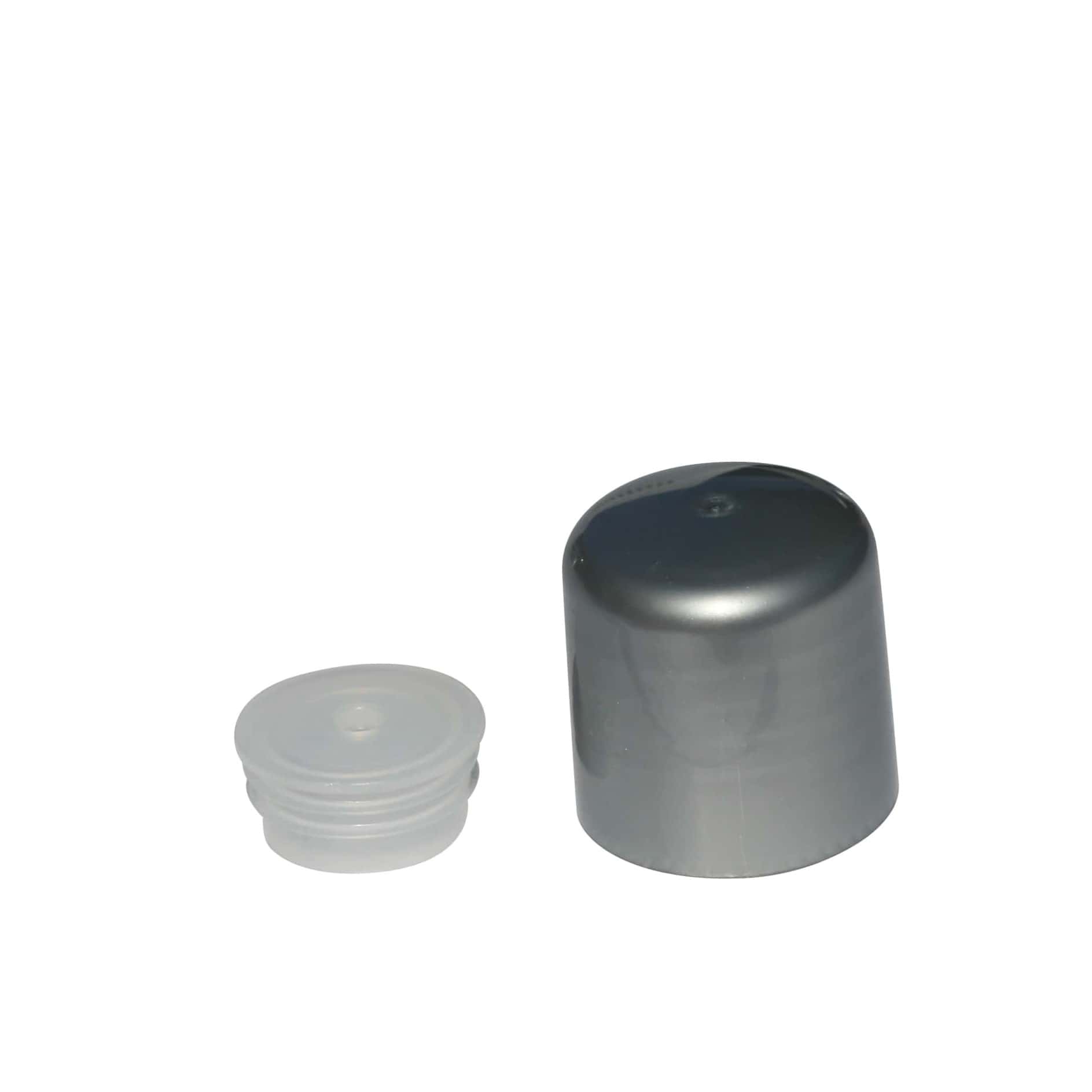 Bougage à vis avec insert de pulvérisation, plastique PP, argenté, pour bouchage: 24/410 Bougage à vis avec insert de pulvérisation, plastique PP, argenté, pour bouchage: 24/410