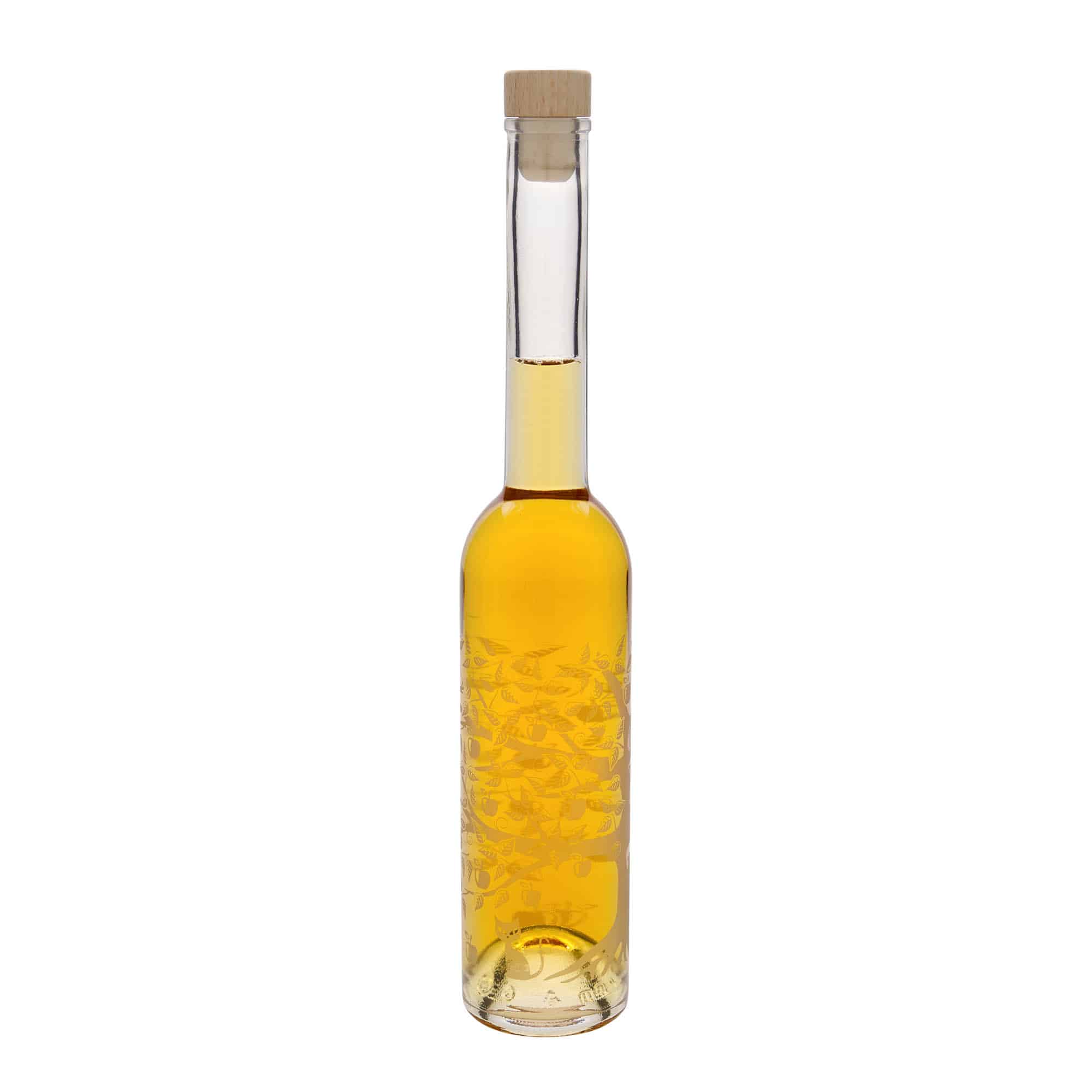 Glazen fles 'Opera', 350 ml, motief: Appelboom, monding: kurk