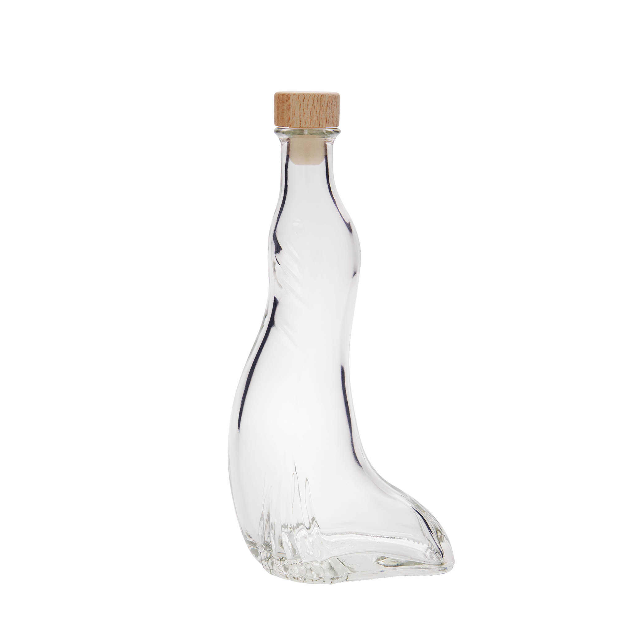 Glazen fles 'Zeehond', 200 ml, monding: kurk Glazen fles 'Zeehond', 200 ml, monding: kurk