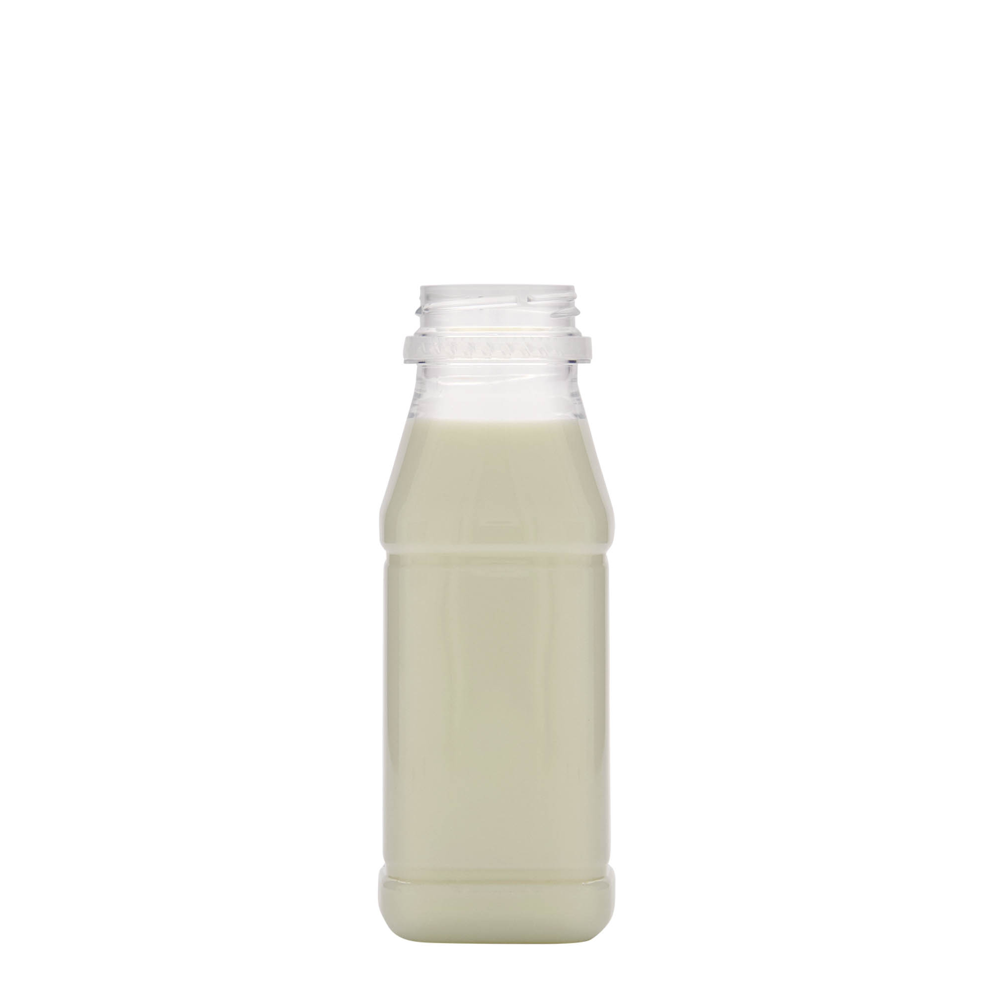 Petfles 'Milk and Juice Carré', 250 ml, vierkant, kunststof, monding: 38 mm Petfles 'Milk and Juice Carré', 250 ml, vierkant, kunststof, monding: 38 mm