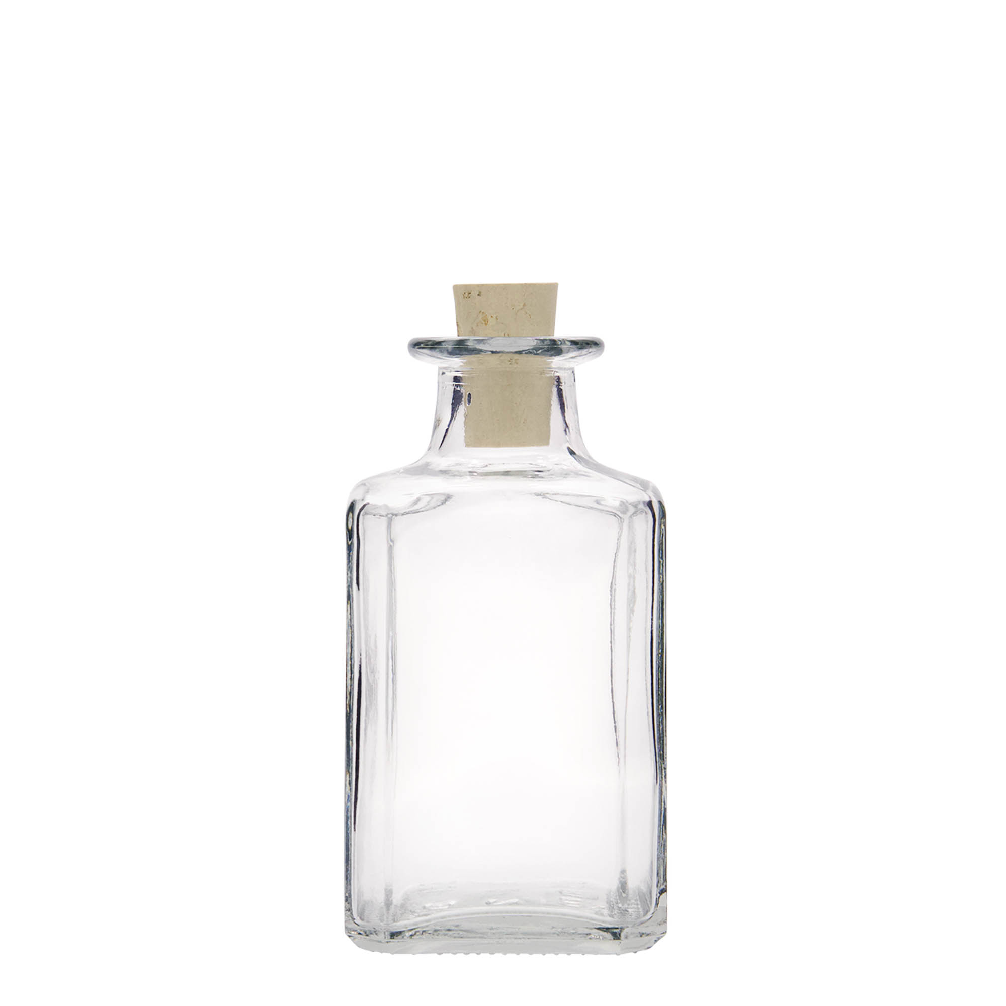 Glazen fles 'Torben', 250 ml, vierkant, monding: kurk Glazen fles 'Torben', 250 ml, vierkant, monding: kurk