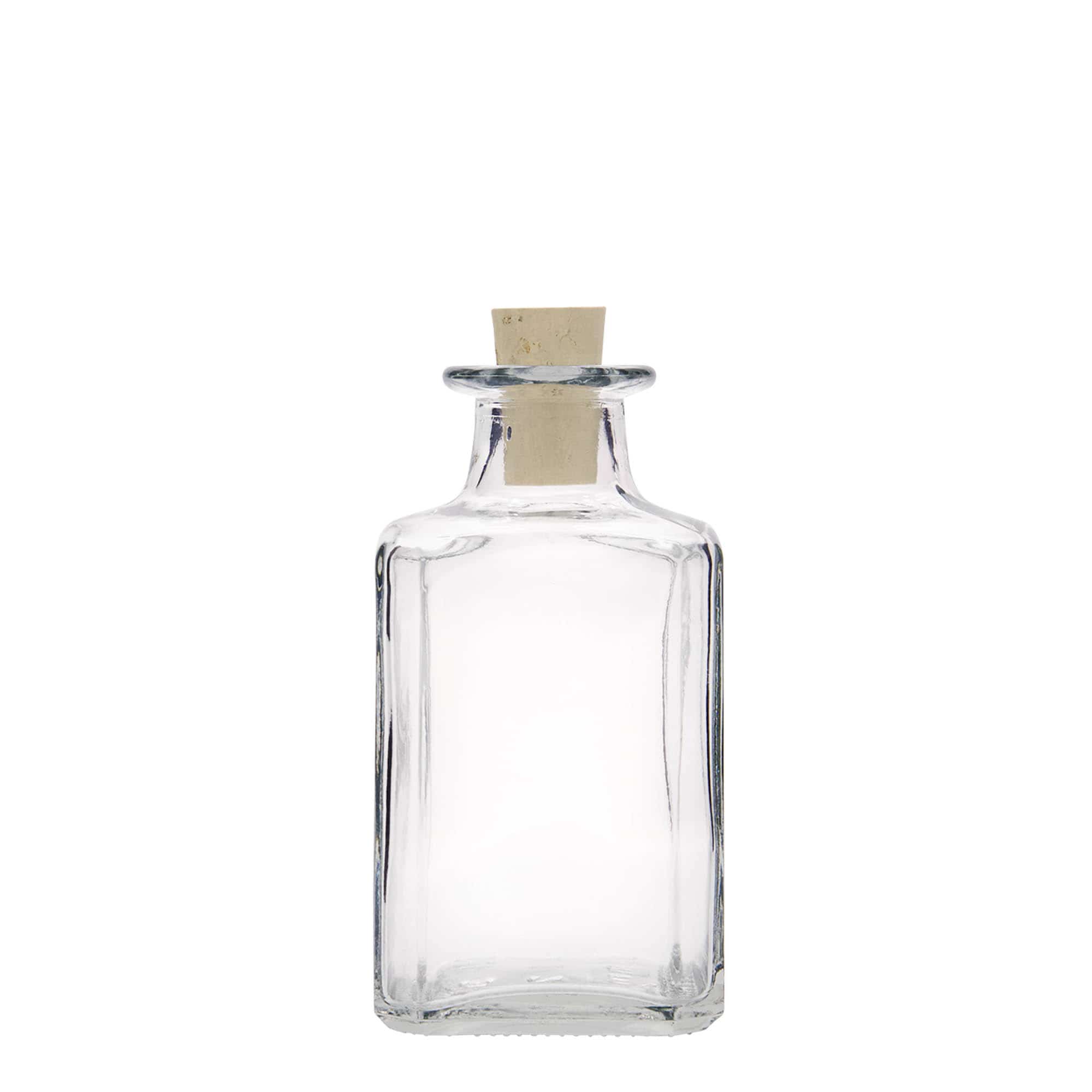 Glazen fles 'Torben', 250 ml, vierkant, monding: kurk