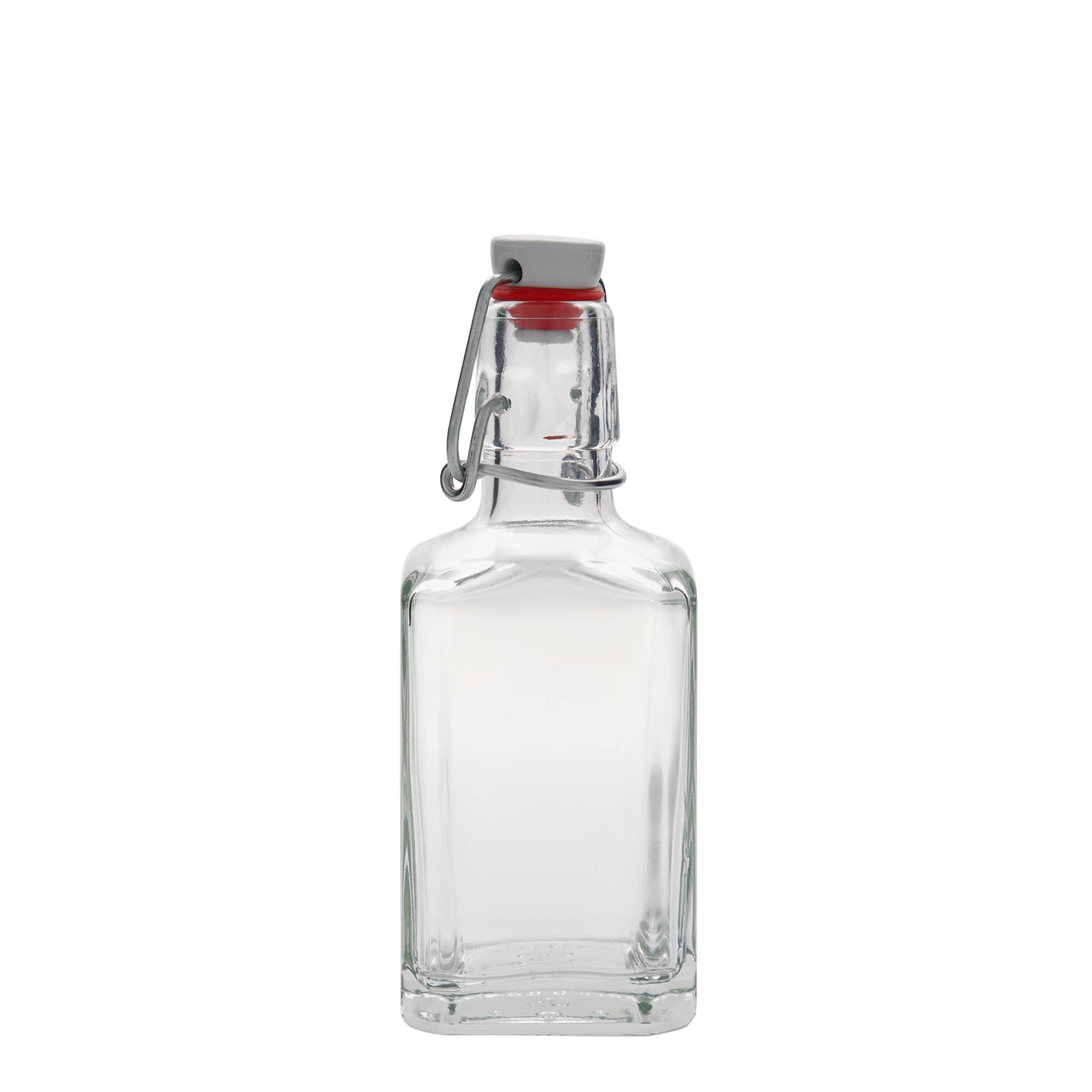 Glazen fles 'Rialto', 250 ml, vierkant, monding: beugelsluiting Glazen fles 'Rialto', 250 ml, vierkant, monding: beugelsluiting