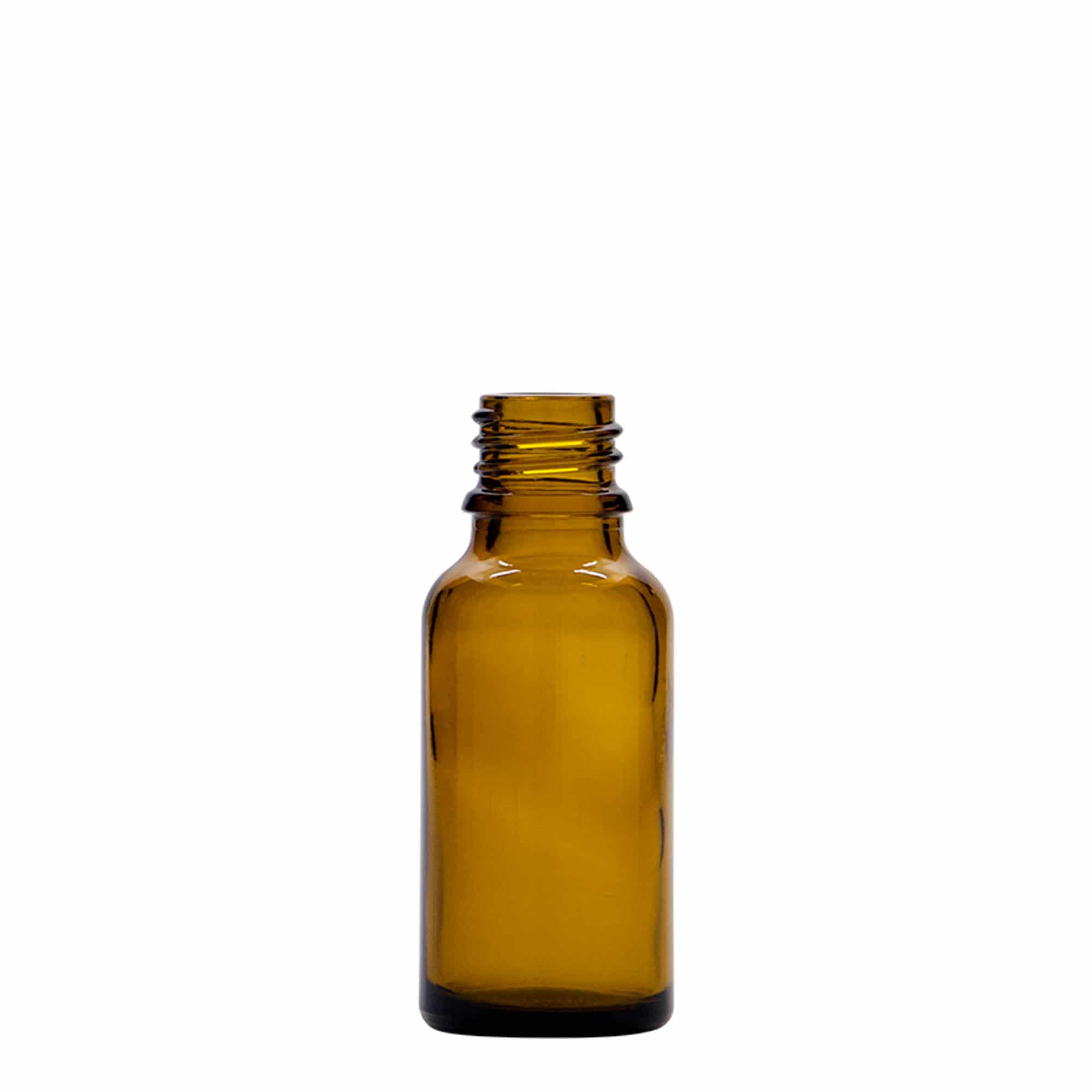 Flacon compte-gouttes médical 20 ml, verre, marron, bouchage: DIN 18