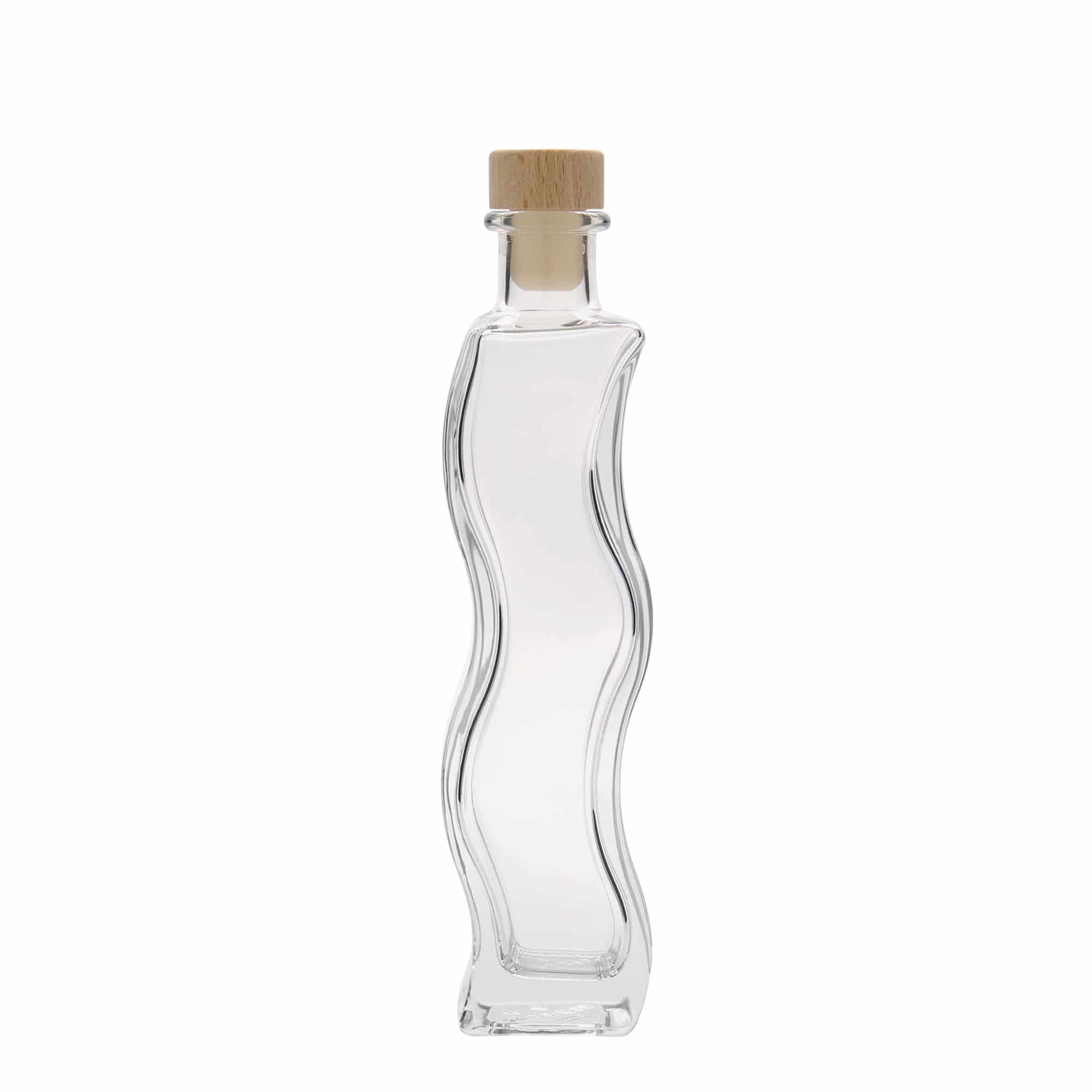 Bouteille en verre 200 ml « Vague », carrée, bouchage: bouchon