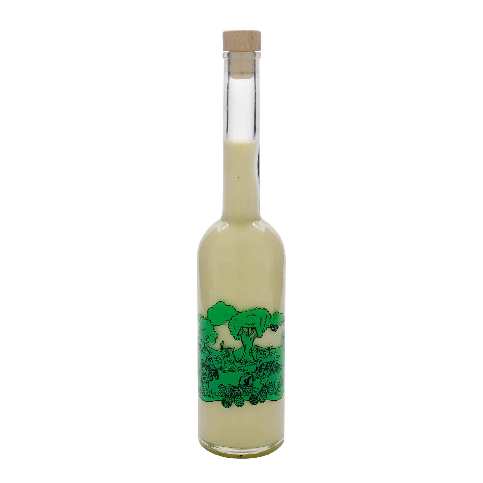 Bouteille en verre 500 ml 'Opera', motif : joyeuses Pâques, bouchage: bouchon